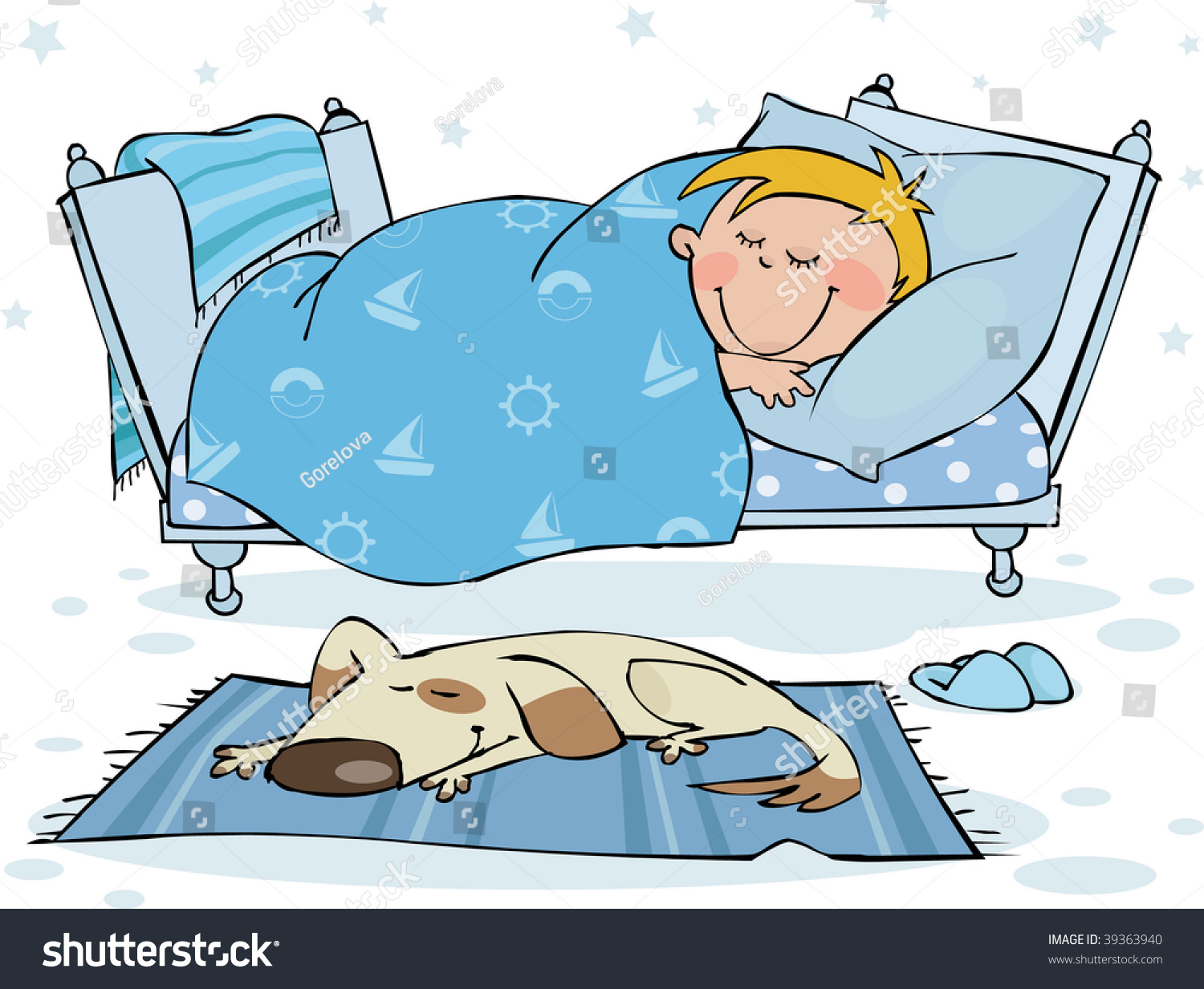 The Little Boy Sleeps In The Bed Stock Vector Illustration 39363940 ...