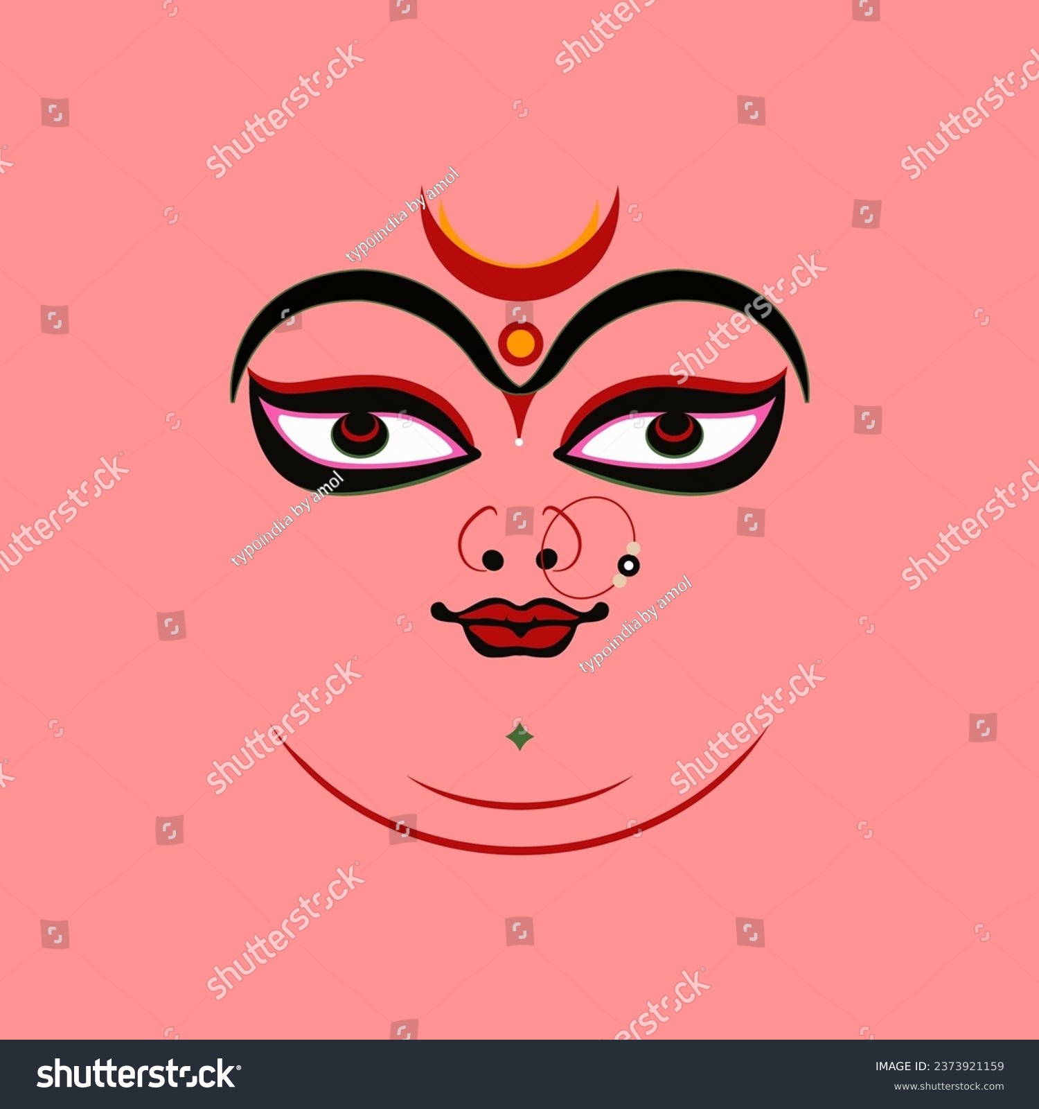 SVG of The lord Durga in Kolkata style face vector illustration. svg