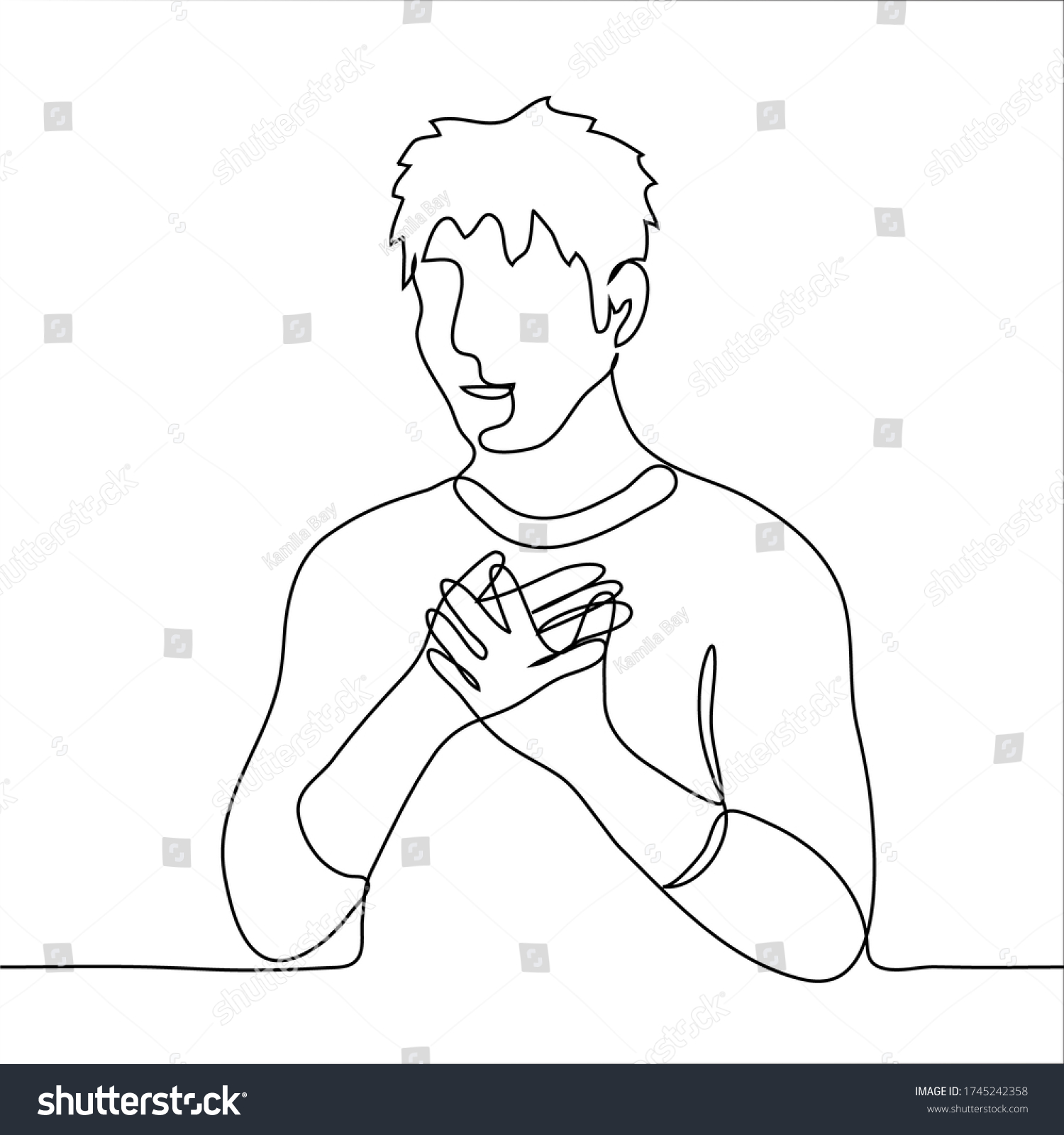 Man Folded His Palms On His Stock Vector (Royalty Free) 1745242358 ...