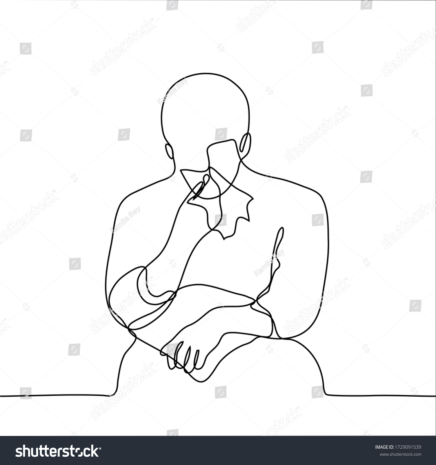 Man Sitting Crying One Continuous Line Stock Vector (Royalty Free ...