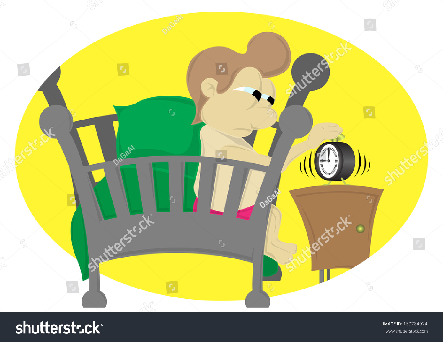 Man Turns Off Alarm Stock Vector (Royalty Free) 169784924 Shutterstock