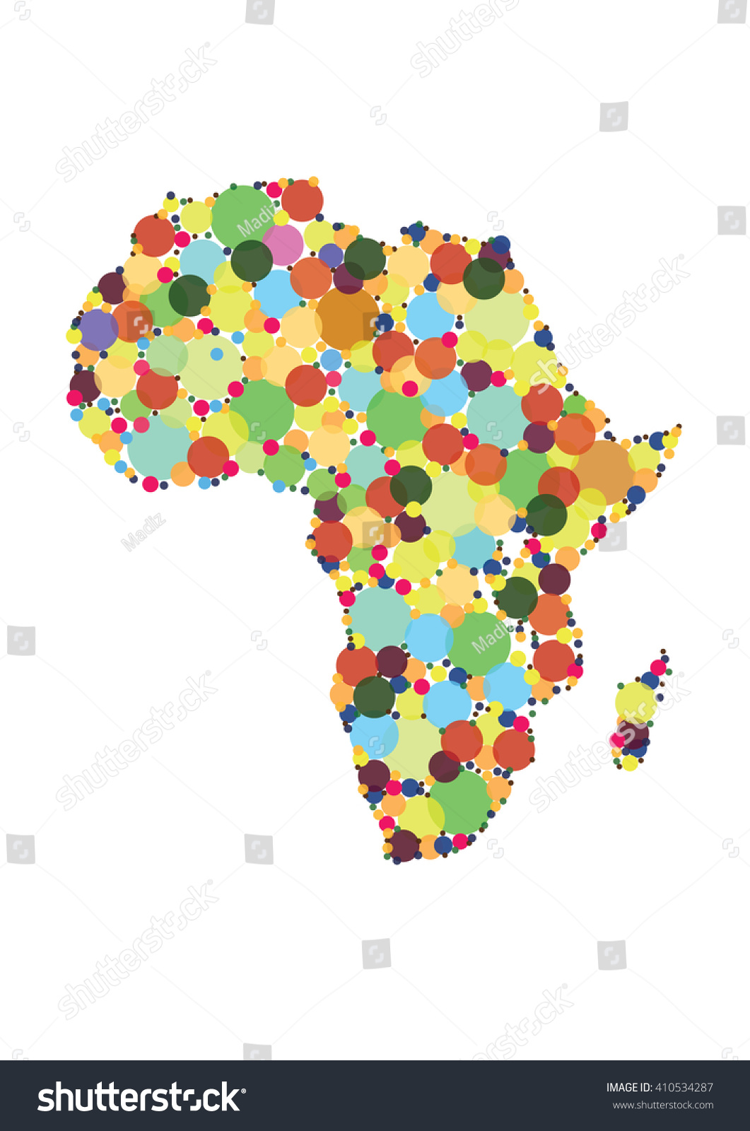 Map Africa Colourful Circles Vector Stock Vector (Royalty Free) 410534287