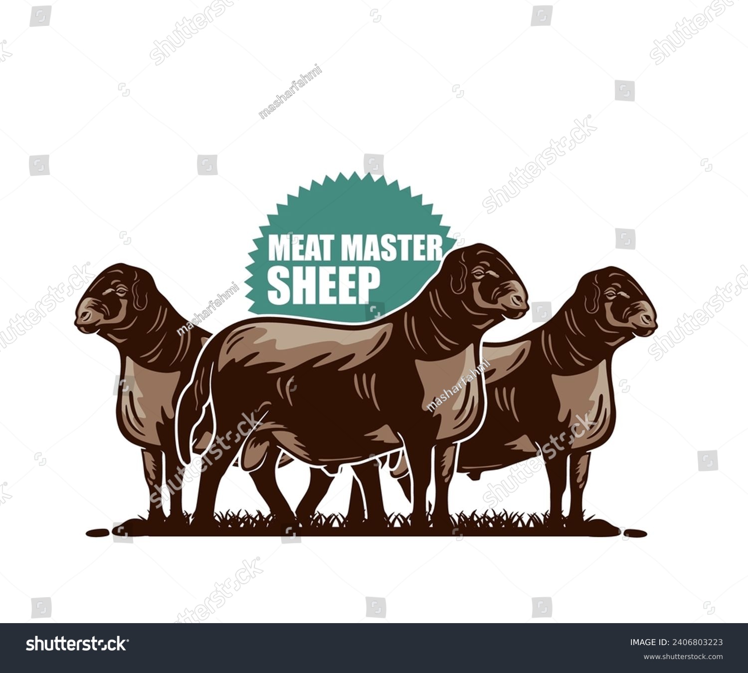 SVG of THE MEAT MASTER SHEEP LOGO, silhouette of great ram standing at farm vector illustrations svg