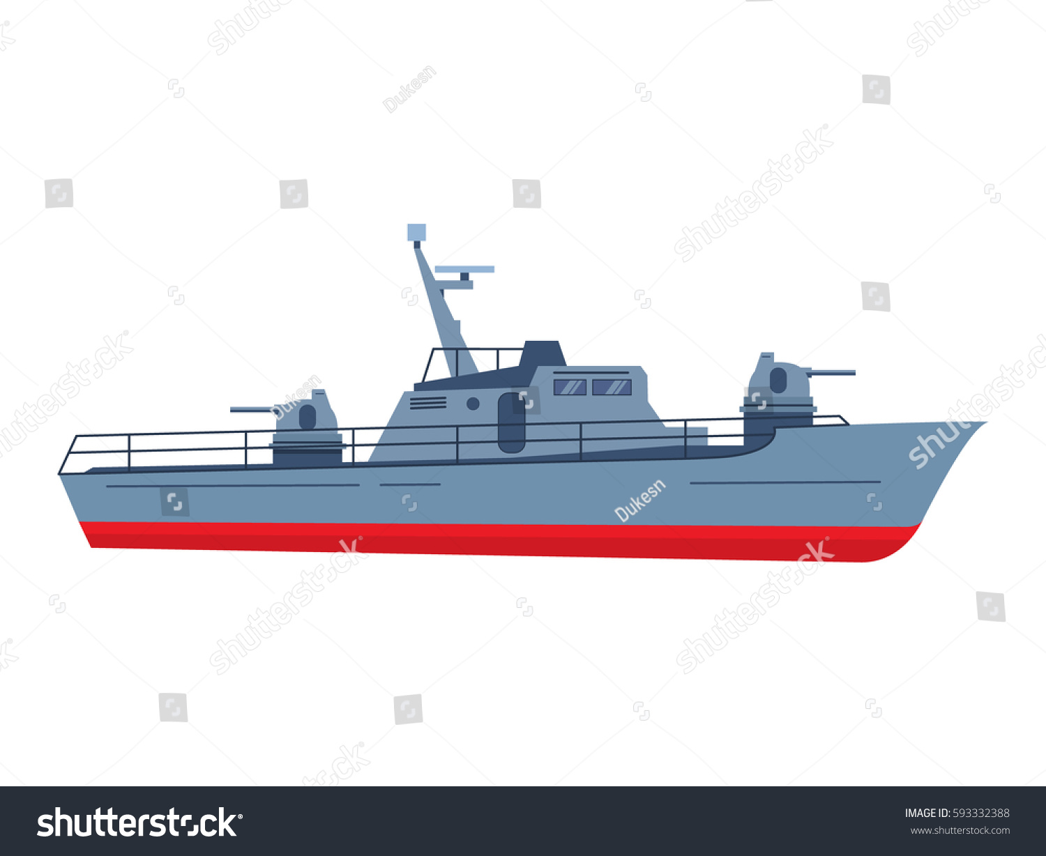 Military Boat Flat Style Battleshipmodern Fighting Stock Vector ...