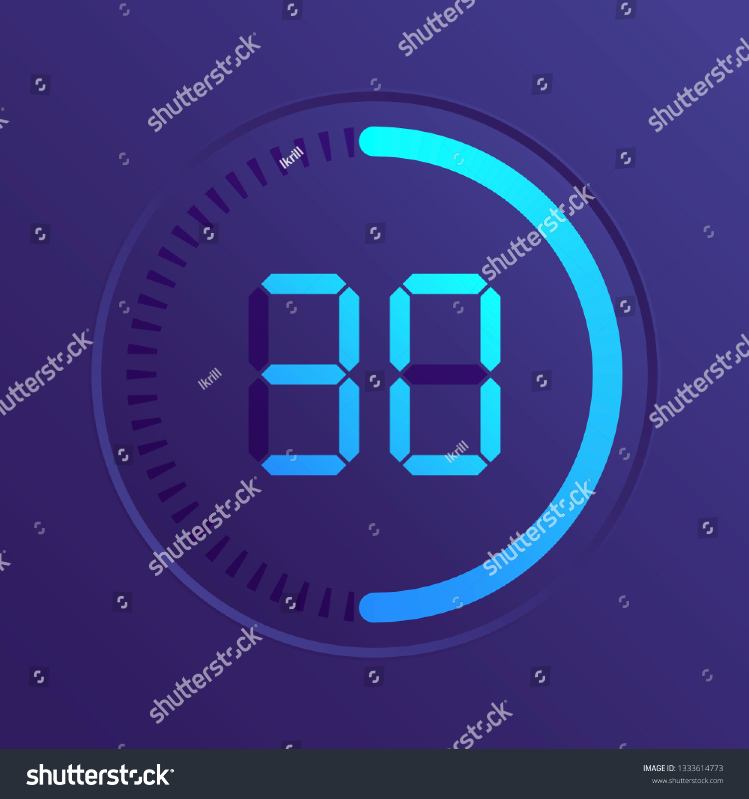 30 Minutes Stopwatch Vector Icon Digital: เวกเตอร์สต็อก (ปลอดค่า