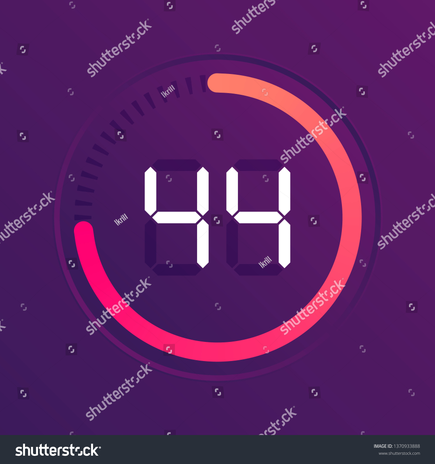 44 Minutes Stopwatch Vector Icon Digital Stock Vector (Royalty Free