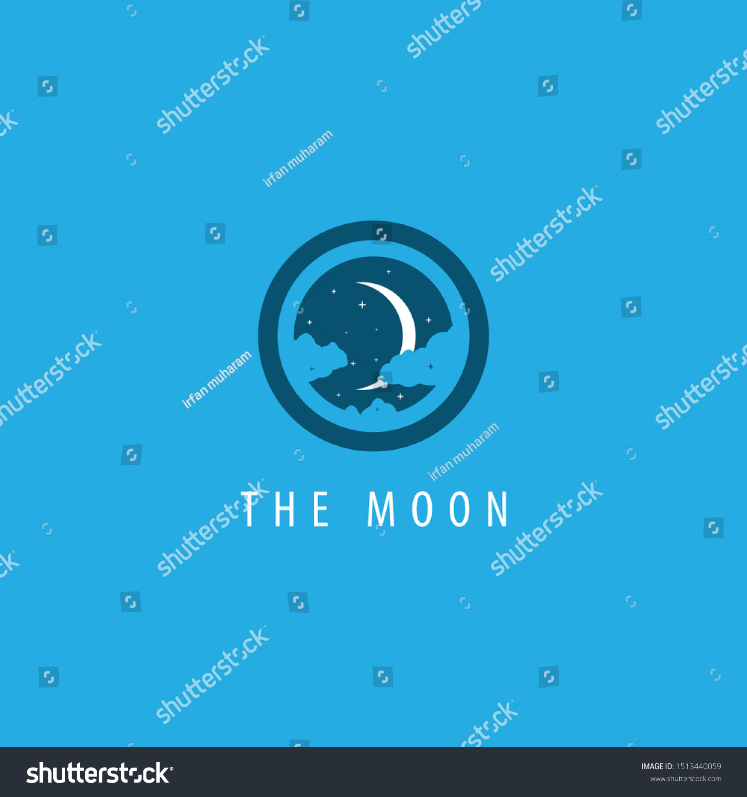 Moon Logo Stars Clouds Circles Inside Stock Vector (Royalty Free ...