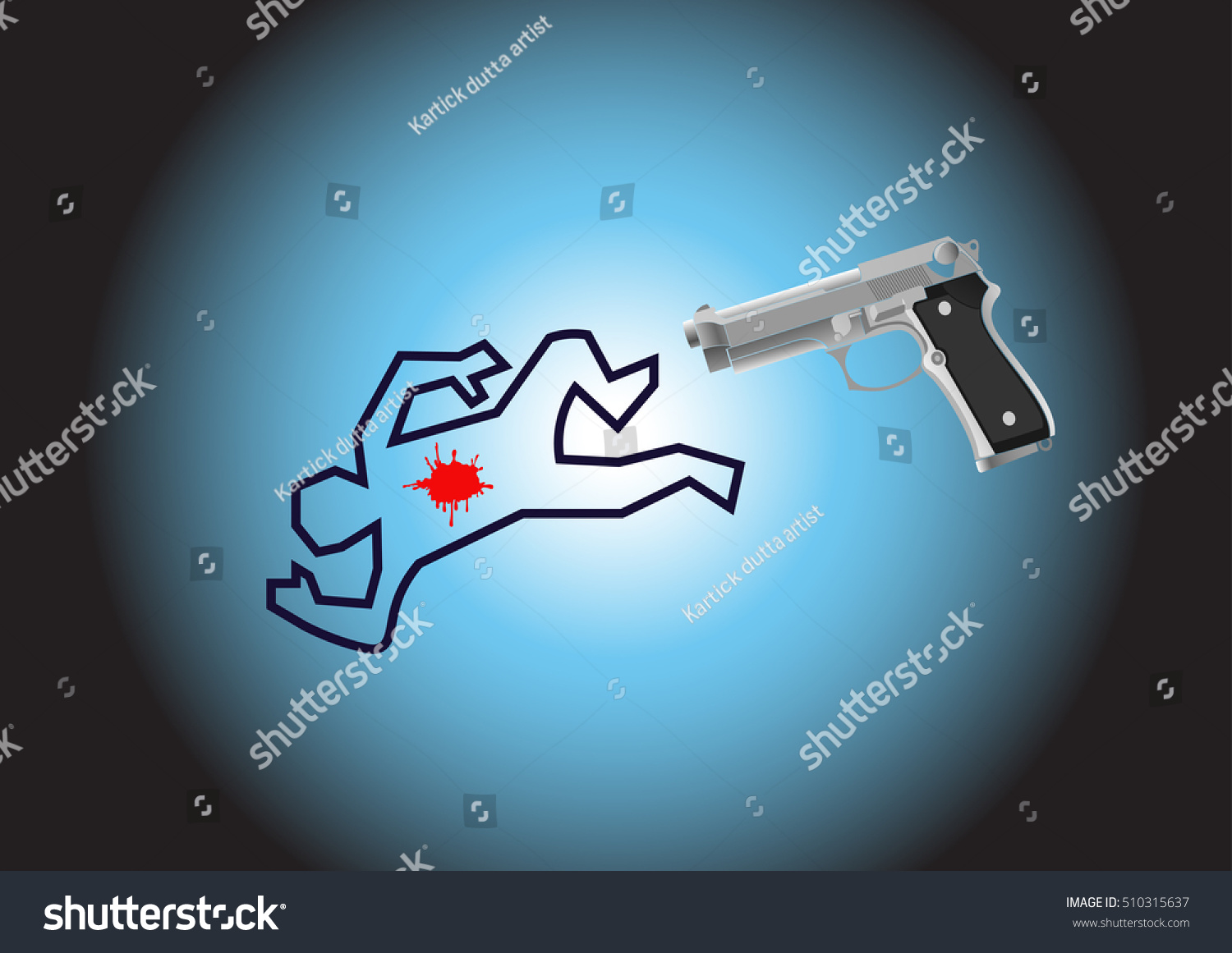 Murder Spot Chalk Outline Murdered Victim Stock Vector Royalty Free 510315637