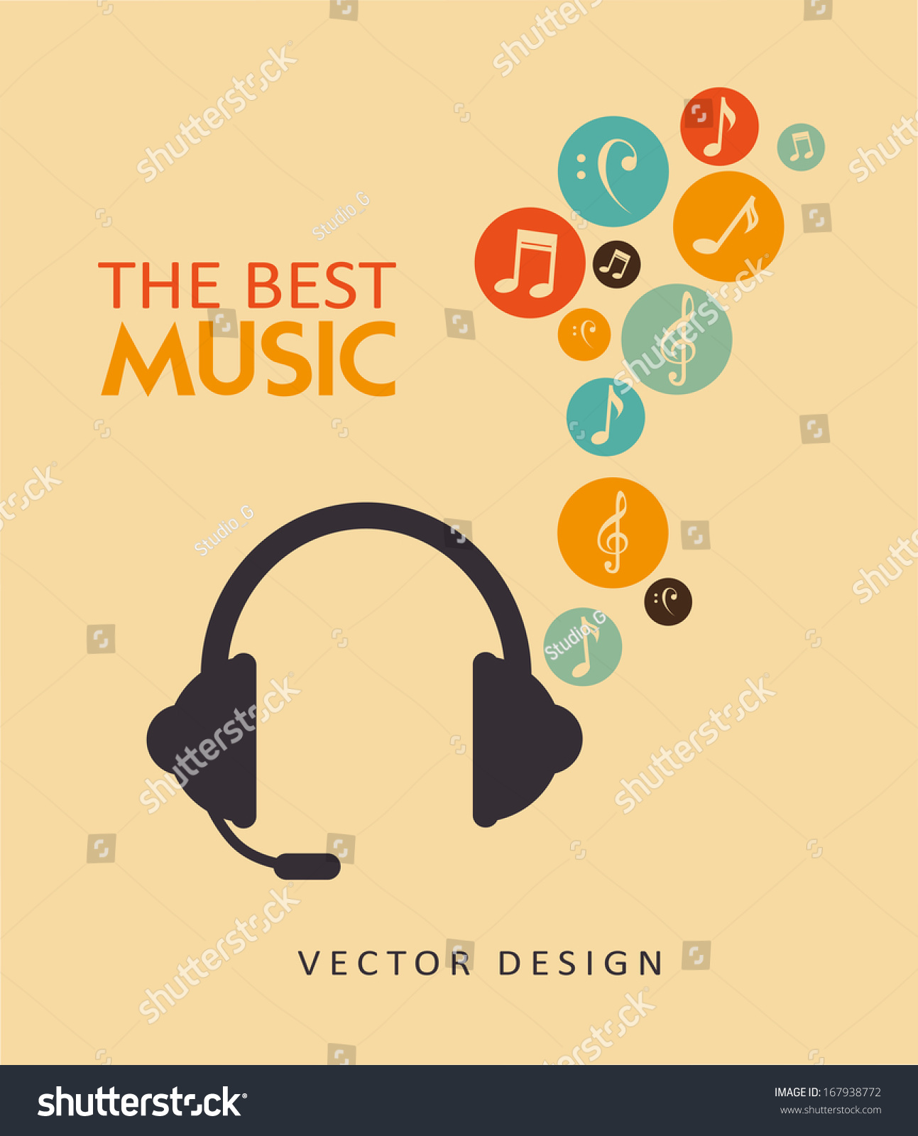 Music Icon Over Beige Background Vector Stock Vector Royalty Free