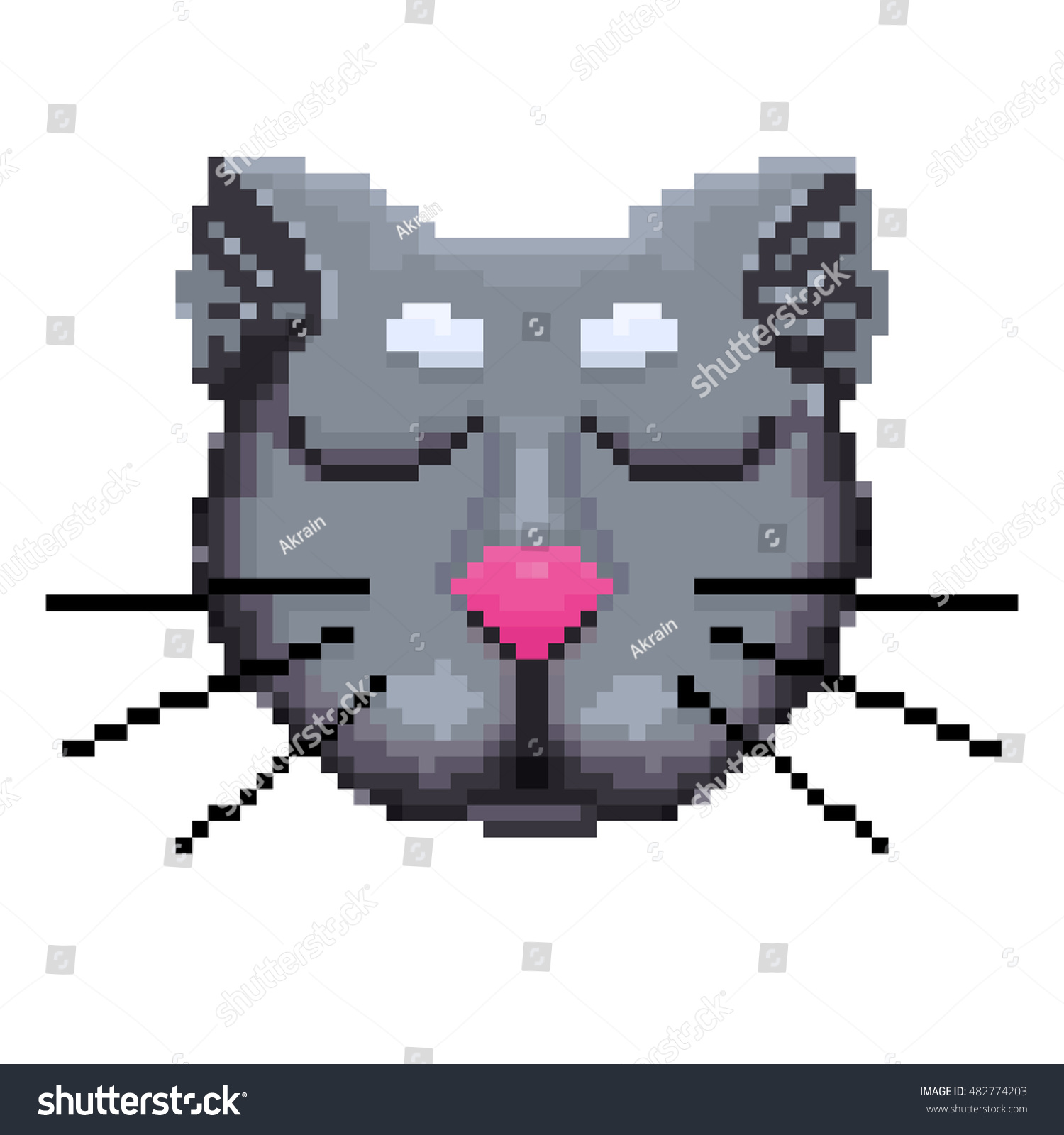 Muzzle Cat Pixels Shades Colors Grey Stock Vector (Royalty Free) 482774203