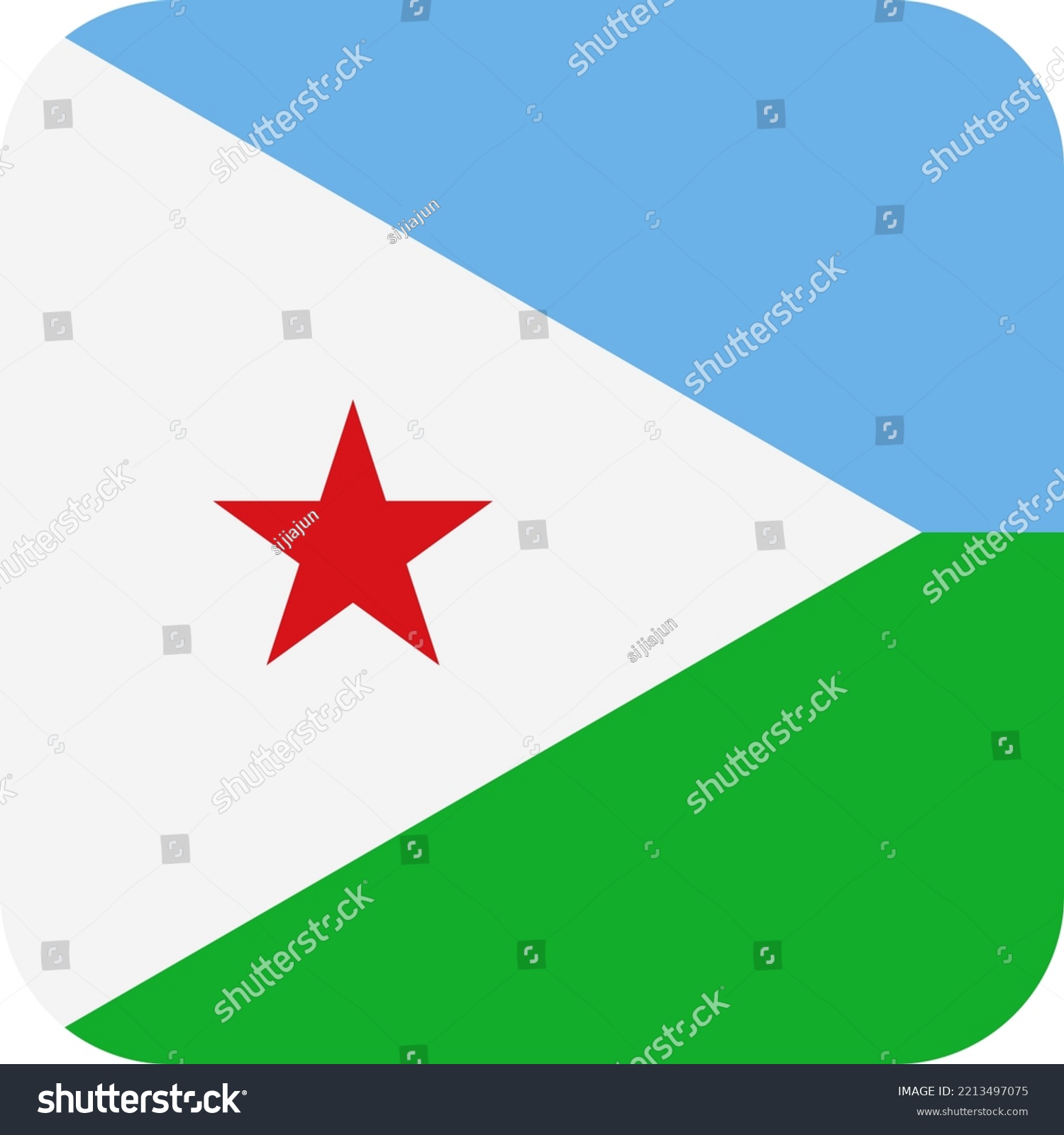 SVG of The national flag of Djibouti. Square icon. Square flag. Standard colors. Digital illustration. Computer illustration. Vector illustration. svg