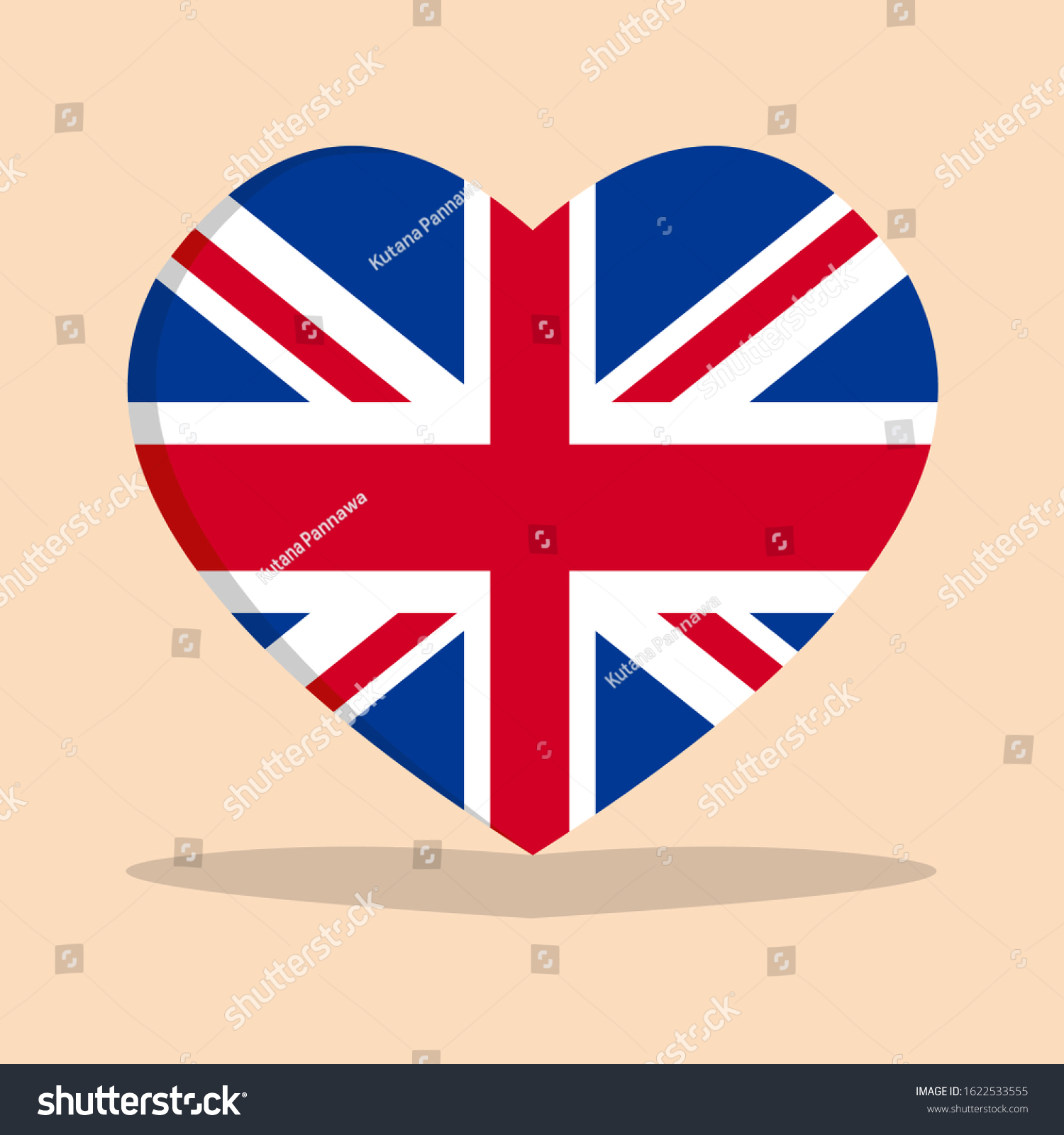SVG of The national flag of united kingdom love icon isolated on cream background vector illustration. svg