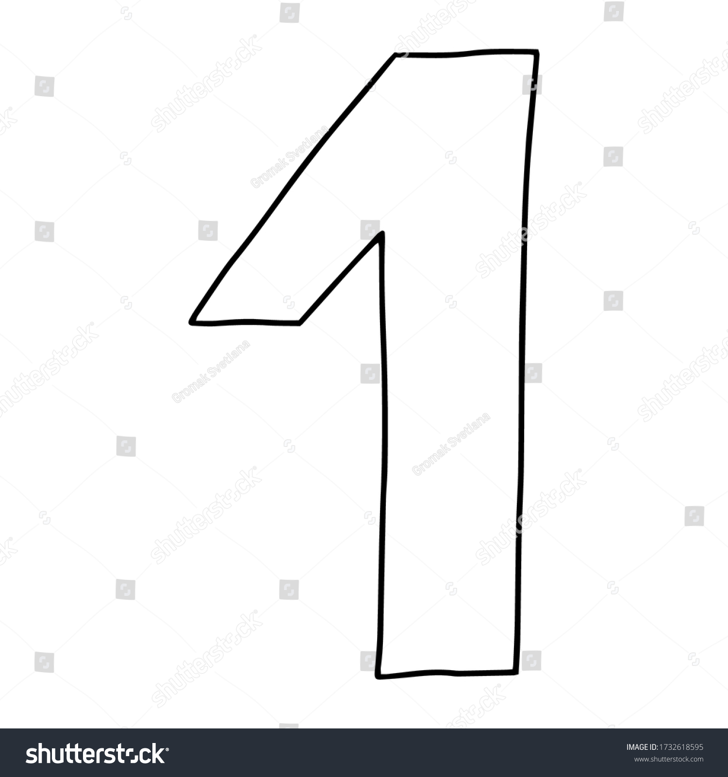 Number 1 Drawn Doodle Styleoutline Drawing Stock Vector (Royalty Free ...