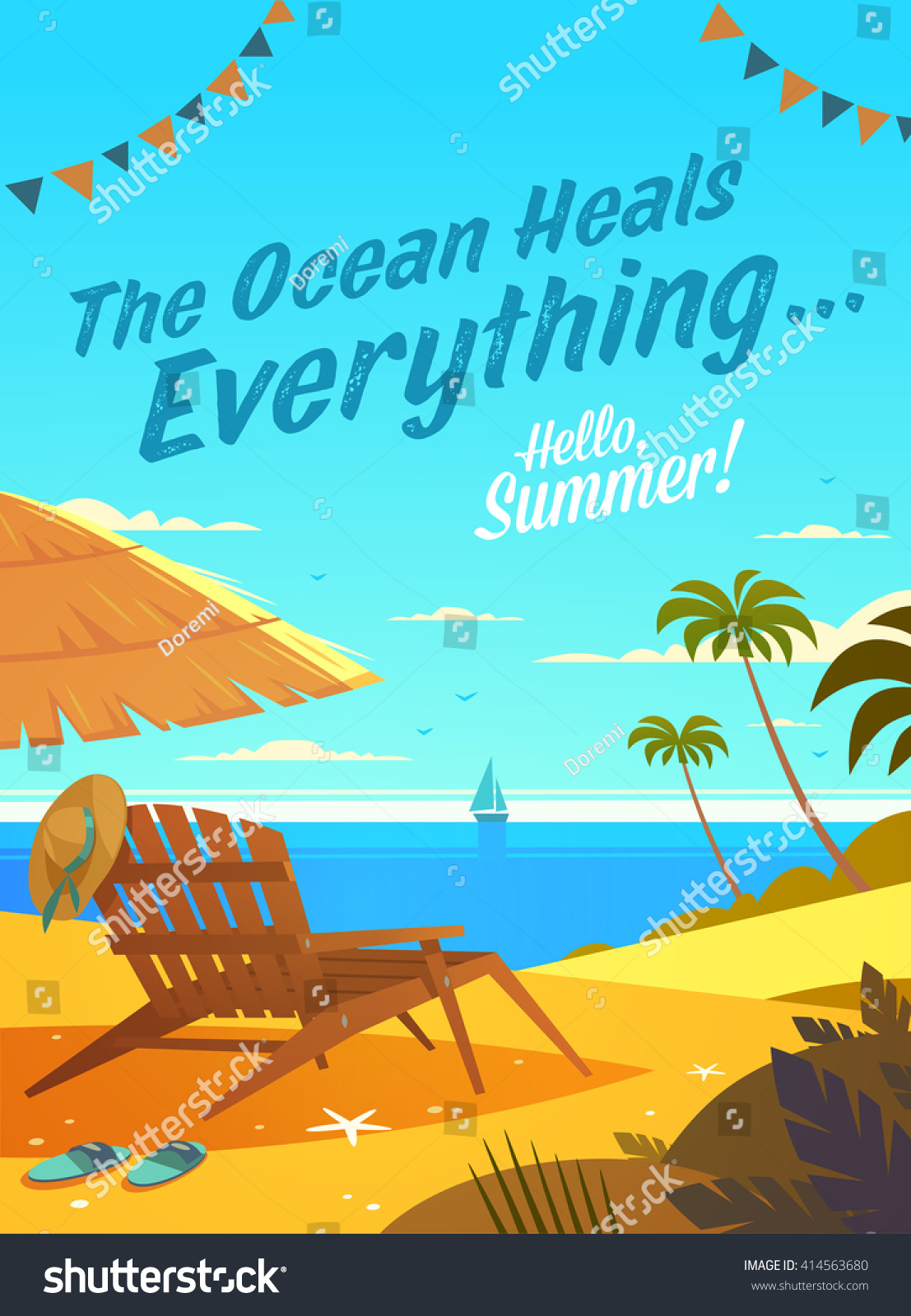 ocean heals everything summertime quote summer stock vector royalty