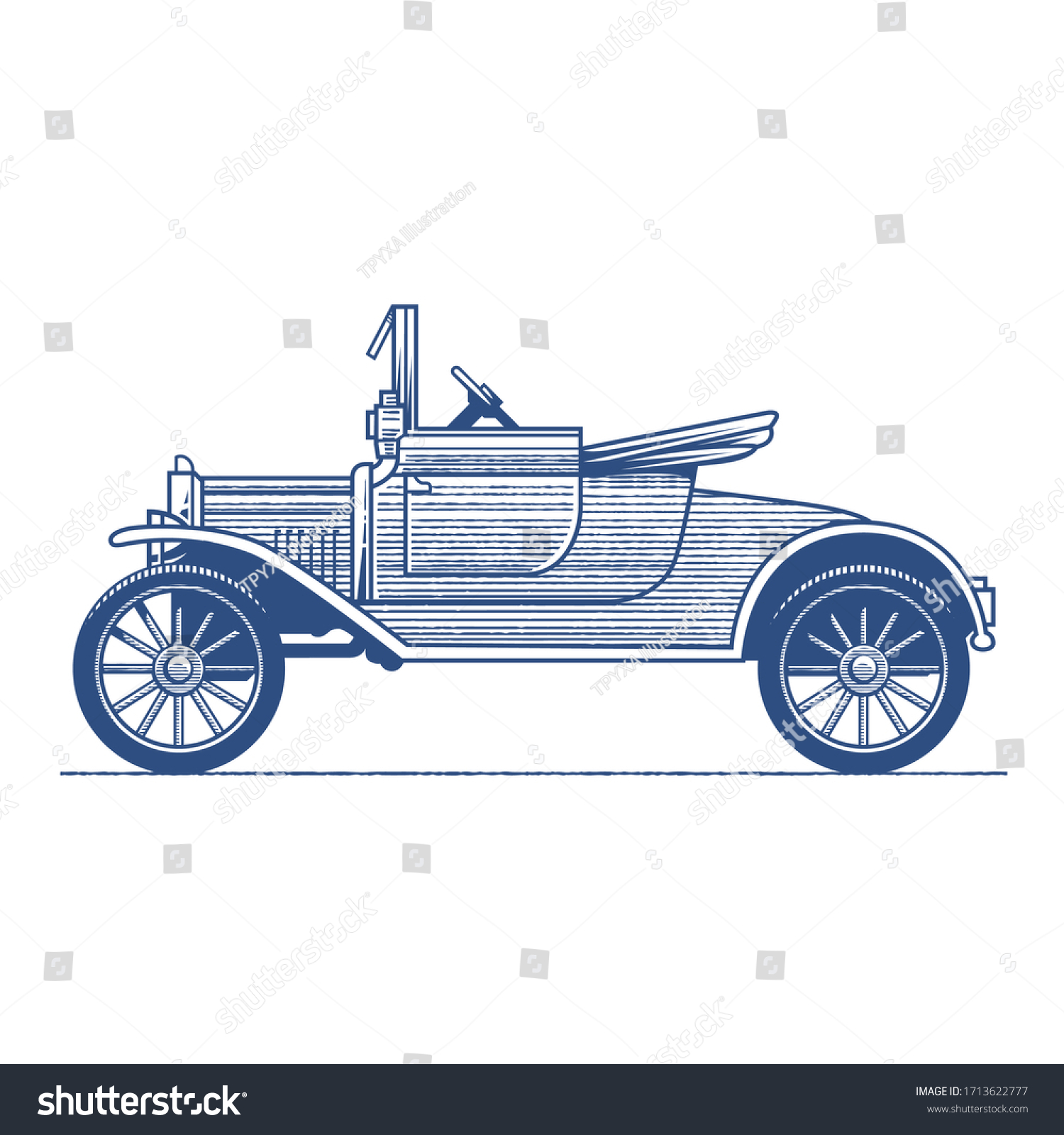 Old Fashioned Illustration Car Vector: เวกเตอร์สต็อก (ปลอดค่าลิขสิทธิ์