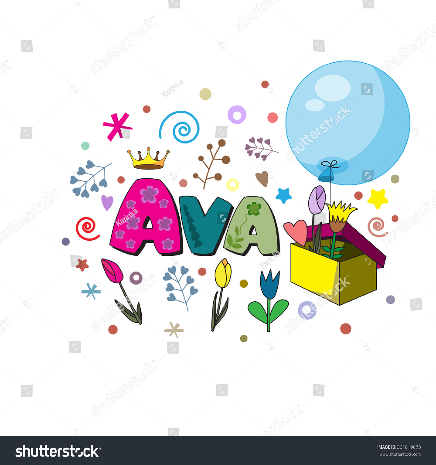 Original Spelling Name Ava Stock Vector 361819673 - Shutterstock