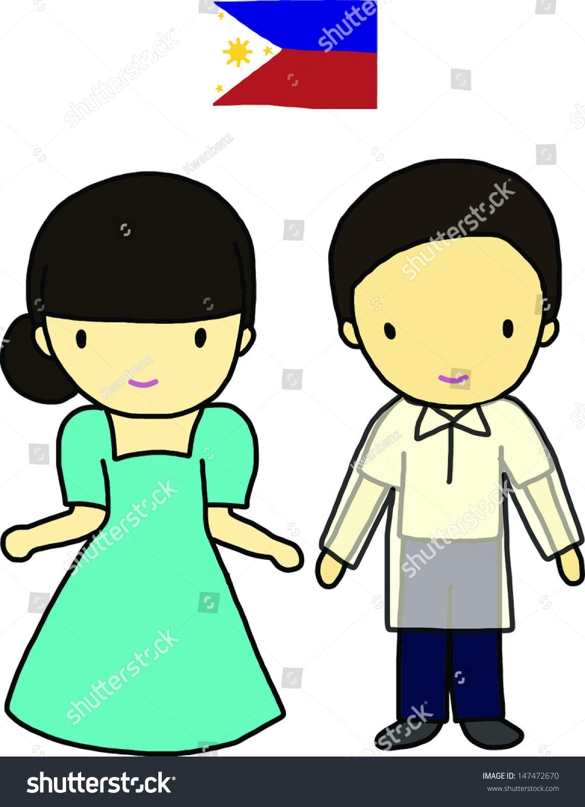 Philippines Traditional Costume Stock Vector 147472670 - Shutterstock