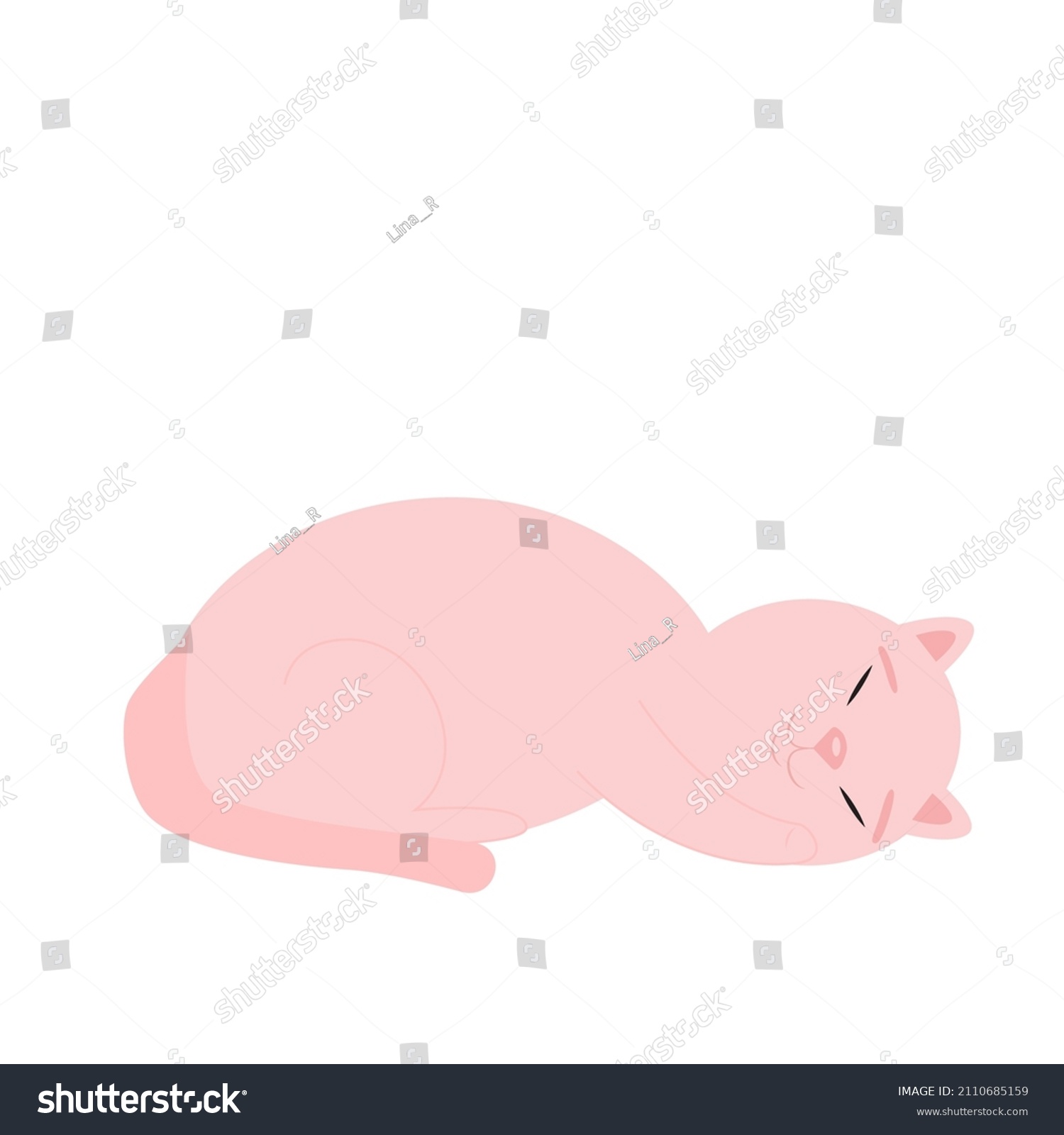 Pink Cat Sleeping Sleeping Cat Vector Stock Vector (royalty Free 