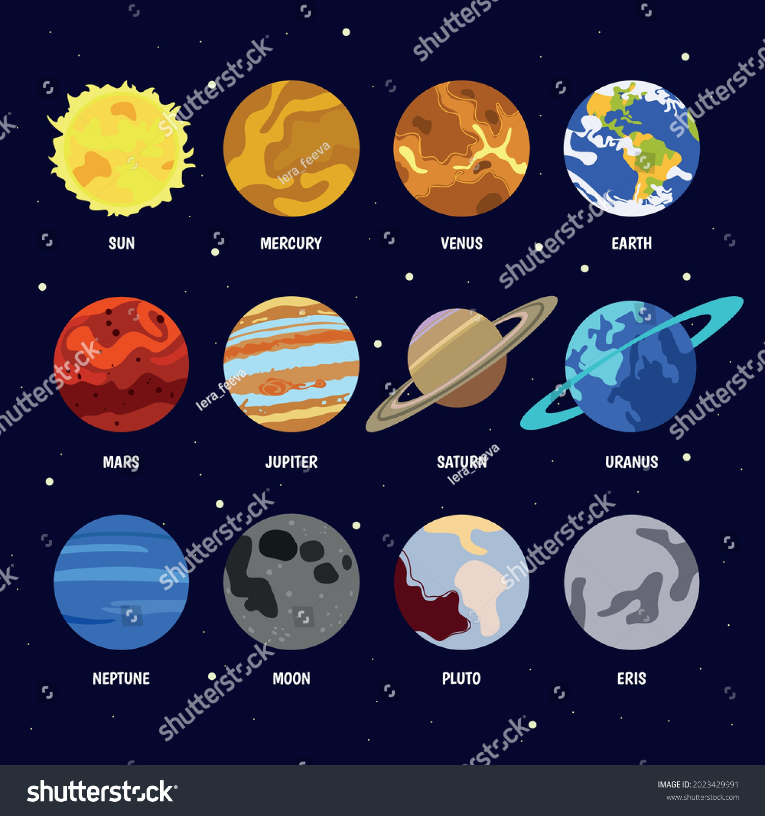 Los Planetas Del Sistema Solar Están Vector De Stock Libre De Regalías 2023429991 9518