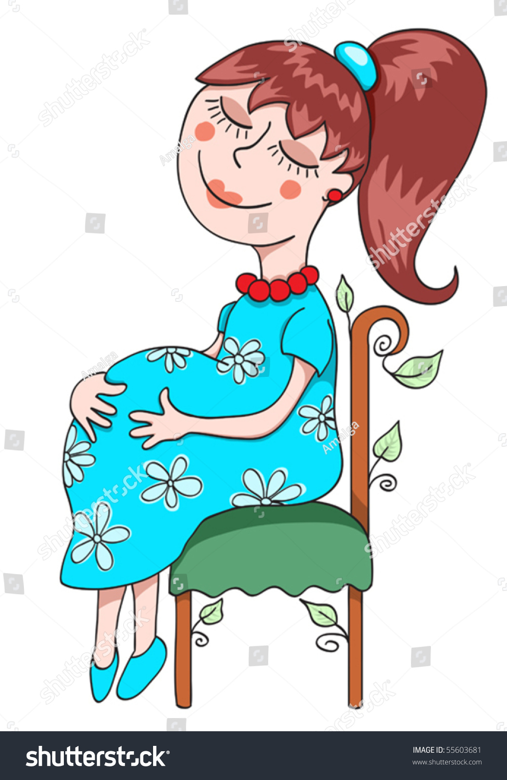 Pregnant Woman Sits On Chair Isolated Stock Vector (Royalty Free ...