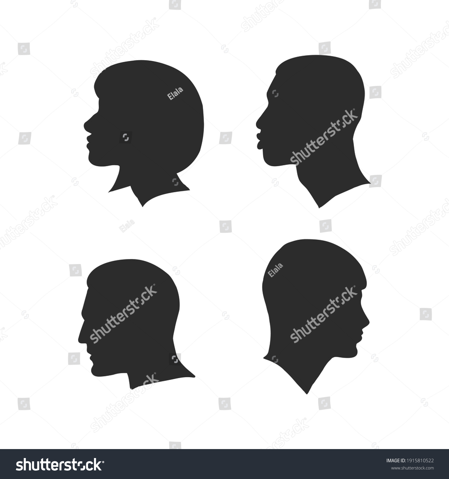 Profile Human Head Vector Illustration Sketch Stock Vector (Royalty