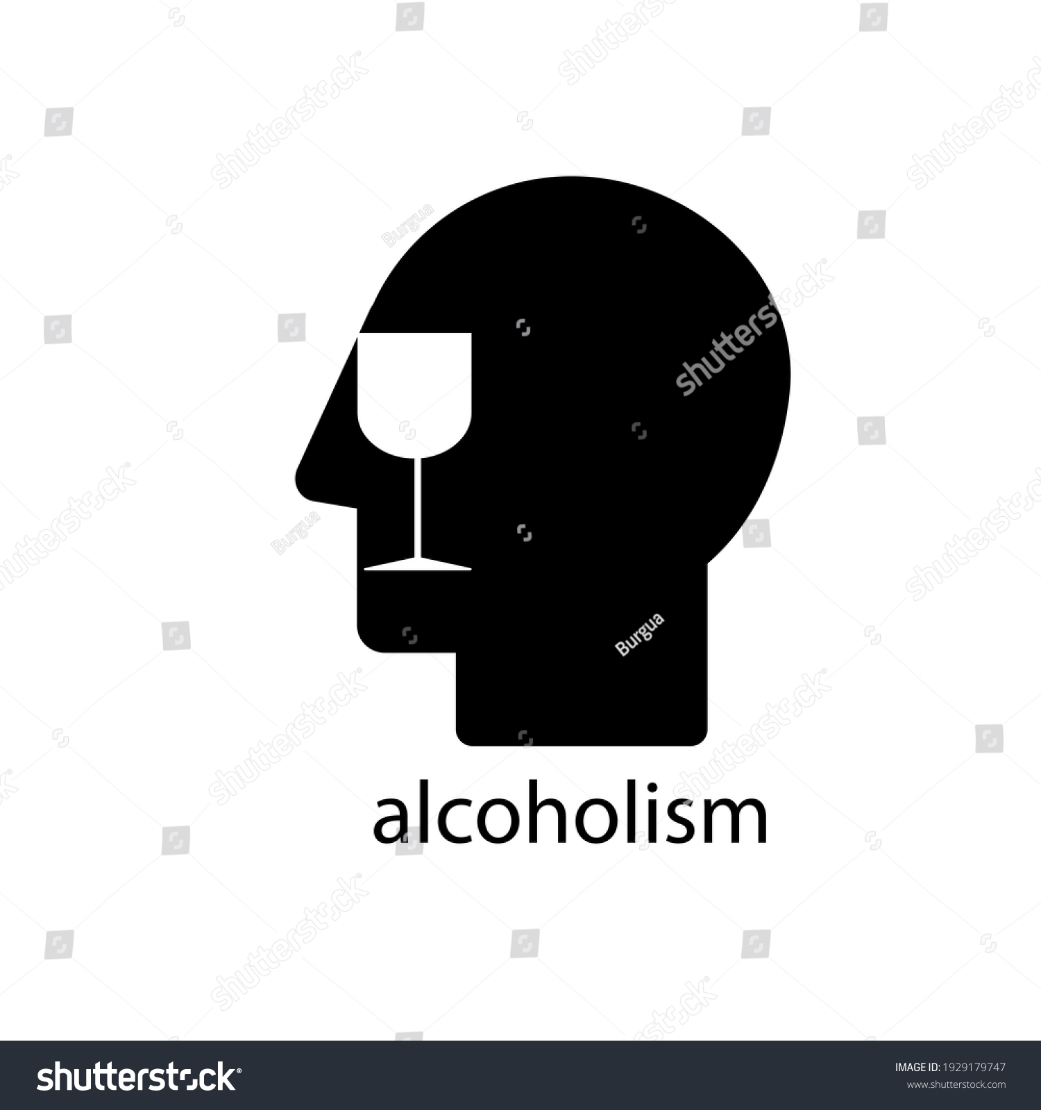 SVG of the profile of the head of a man with a glass inside. The concept of the problem of alcoholism. Logo. Alcoholics Anonymous Club. Black-and-white icon. Vector illustration svg