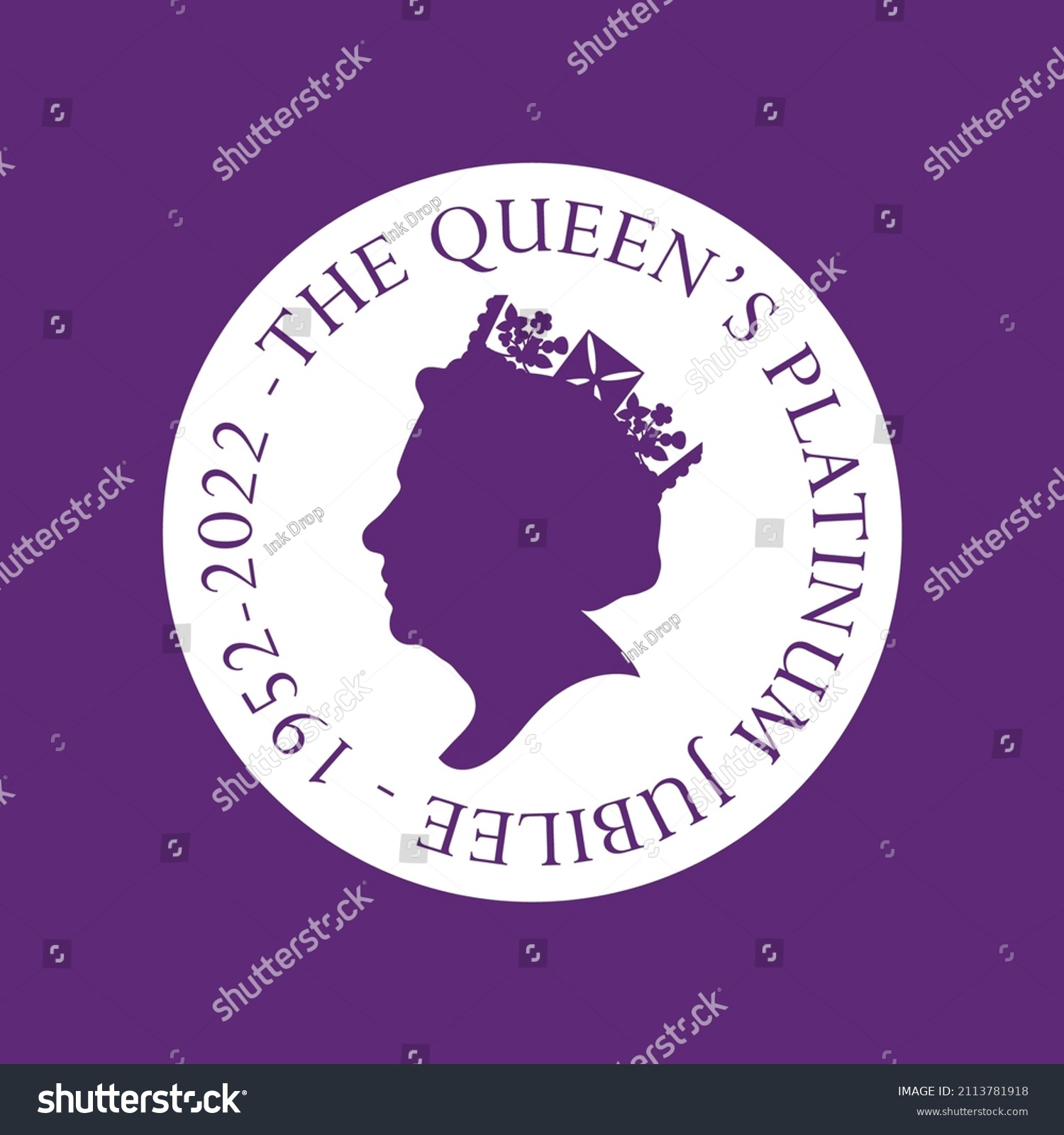 SVG of The Queen's Platinum Jubilee celebration background with side profile of Queen Elizabeth svg