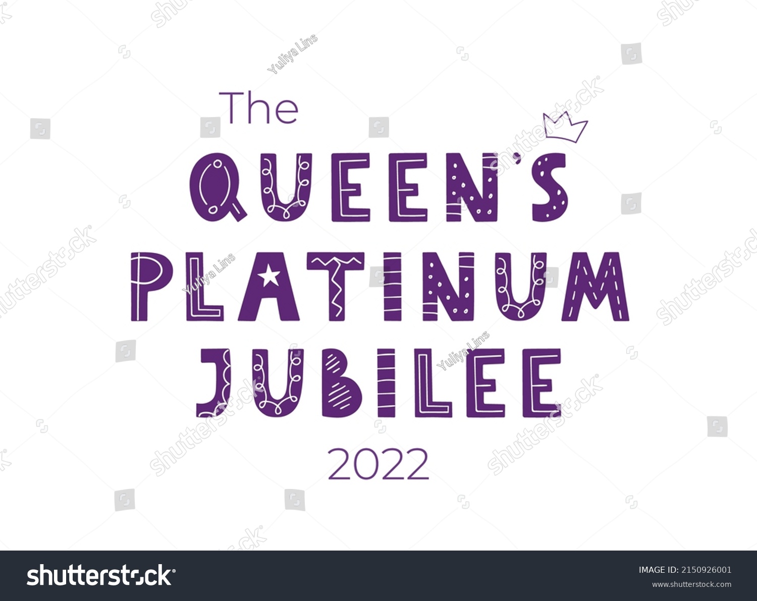 SVG of The Queen's Platinum Jubilee celebration. Hand-drawn lettering. Design for banner, greeting card, brochure and more. svg