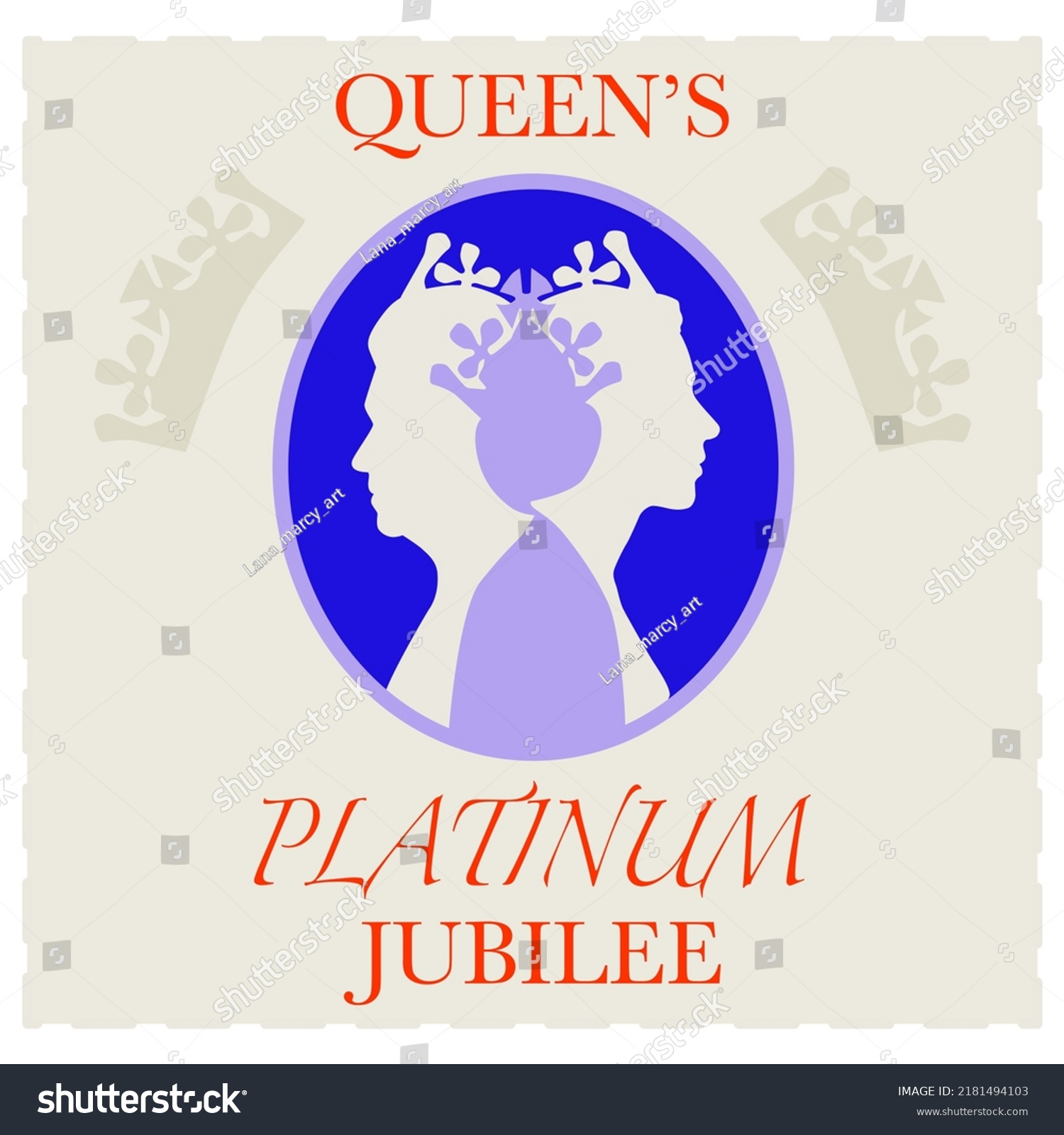 SVG of The Queen’s Platinum Jubilee celebration poster. Queen Elizabeth side profiles. Design for banners, postcards, posters, stickers or greeting cards. svg