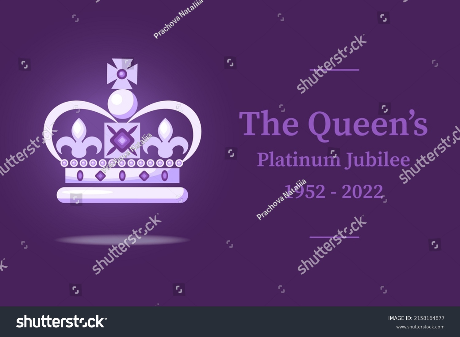 SVG of The Queen's Platinum Jubilee celebration sign crown in purple color. Vector flat illustration. Design for greeting  card, banner, flyer svg