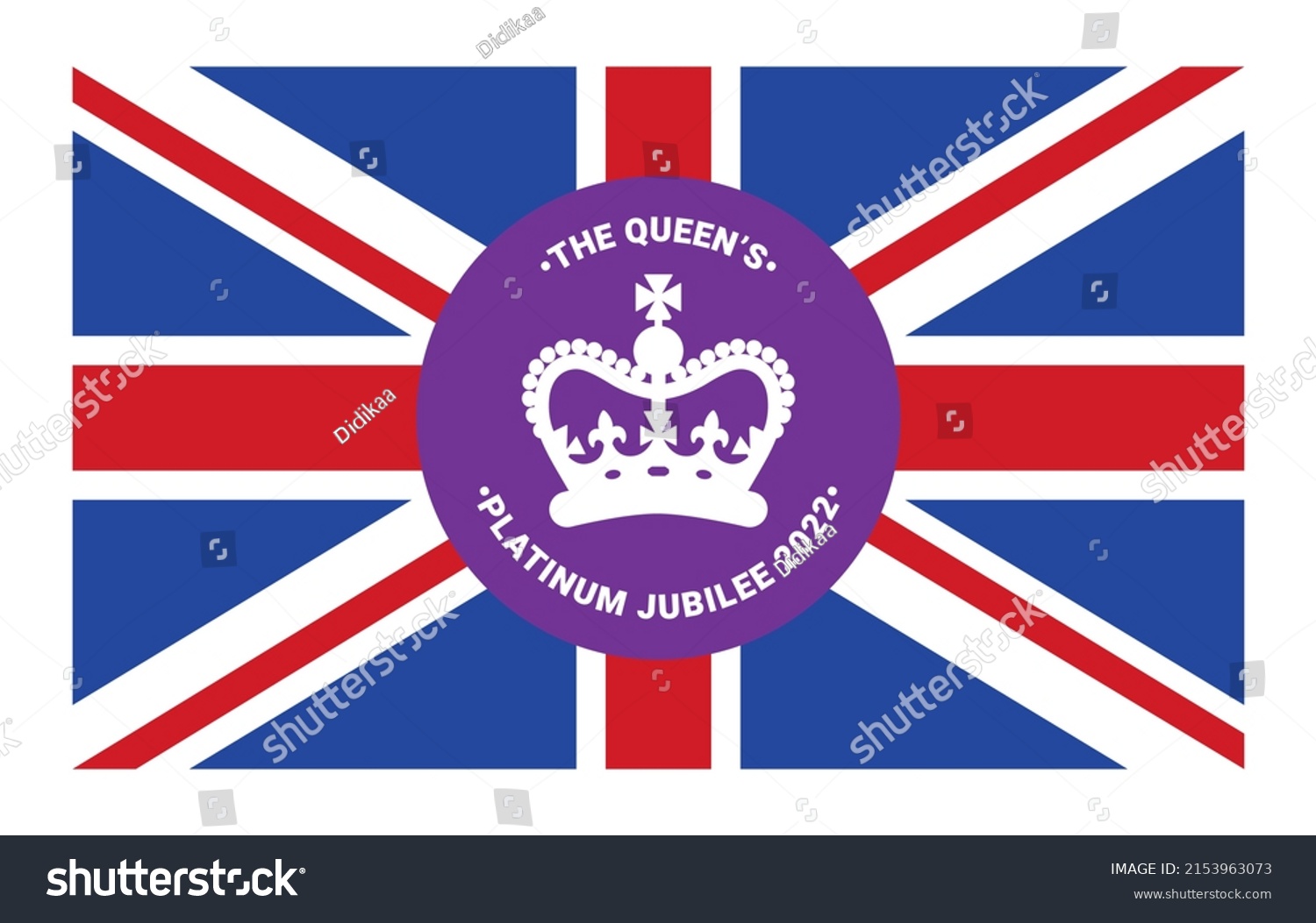 SVG of The Queen's Platinum Jubilee celebration with the Union Jack on background. 2022. The Queen will become the first British Monarch to celebrate a Platinum Jubilee after 70 years of service.  svg