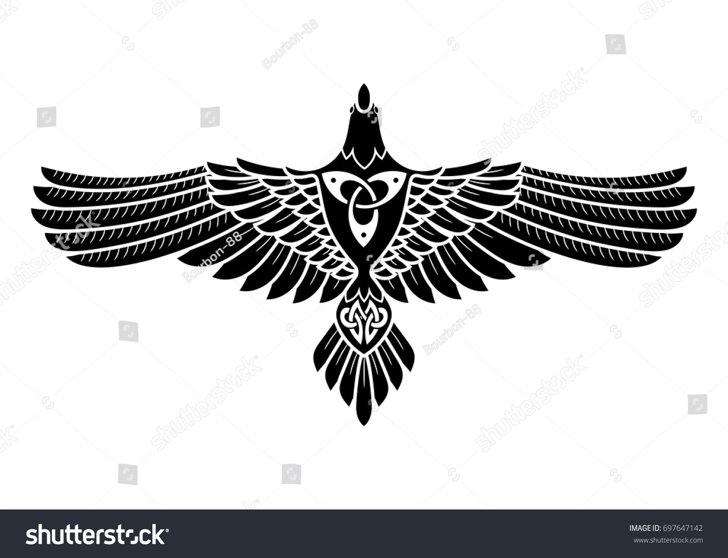 SVG of The Raven of Odin, In Norse, Celtic style, isolated on white, vector illustration svg