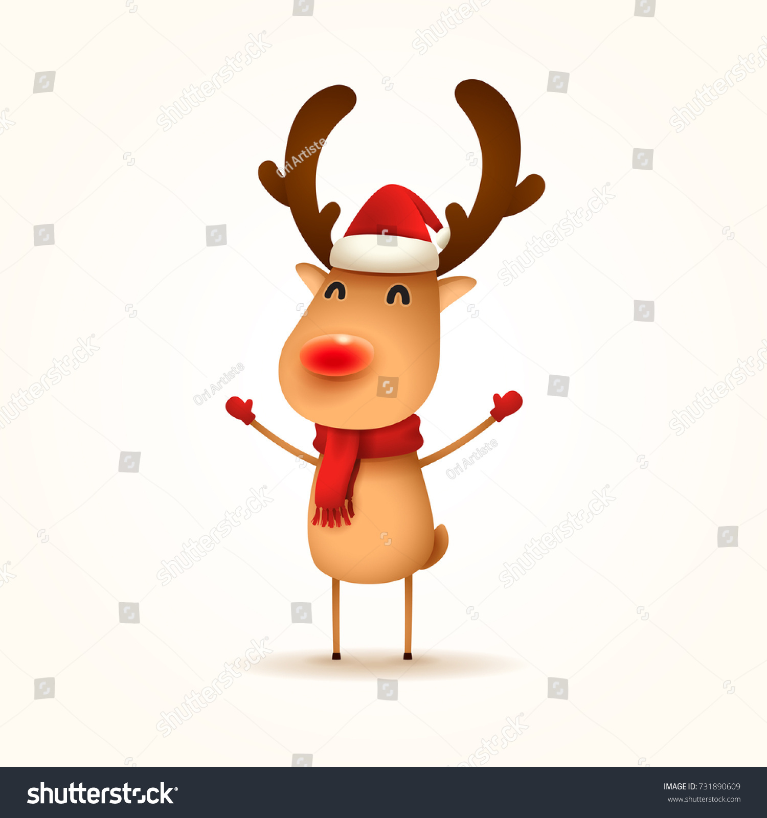 Rednosed Reindeer Vector Illustration Reindeer On Stock Vector (Royalty ...