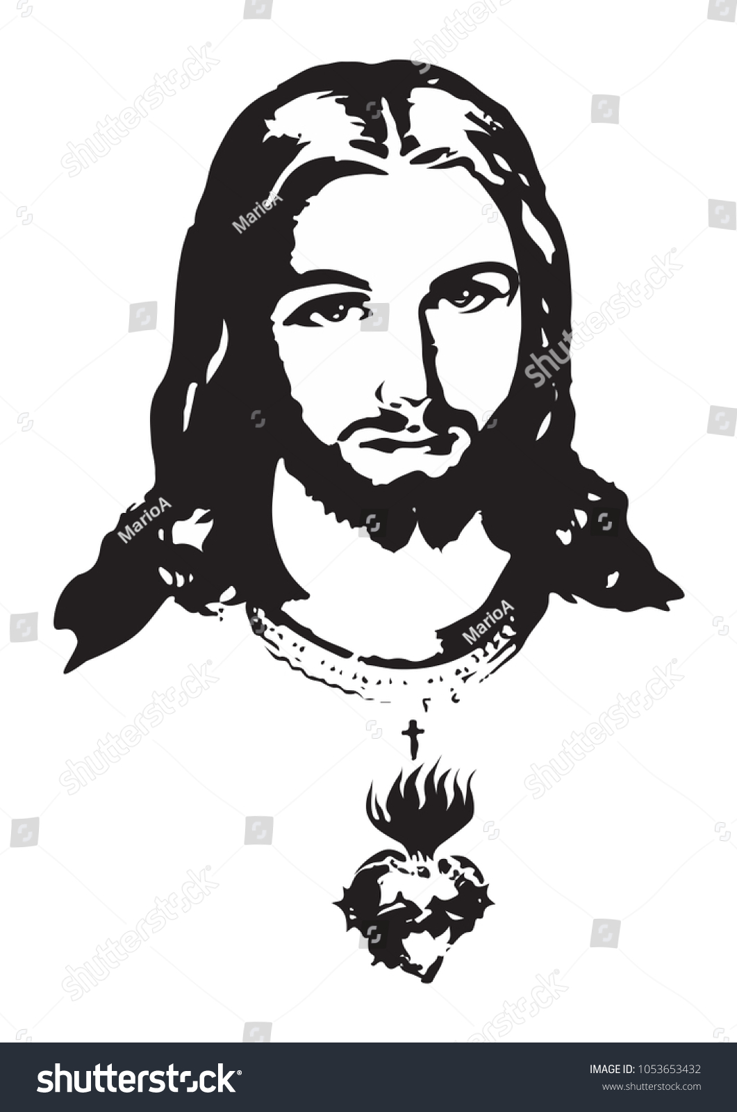 Jesus face black and white Stock Illustrations, Images & Vectors ...