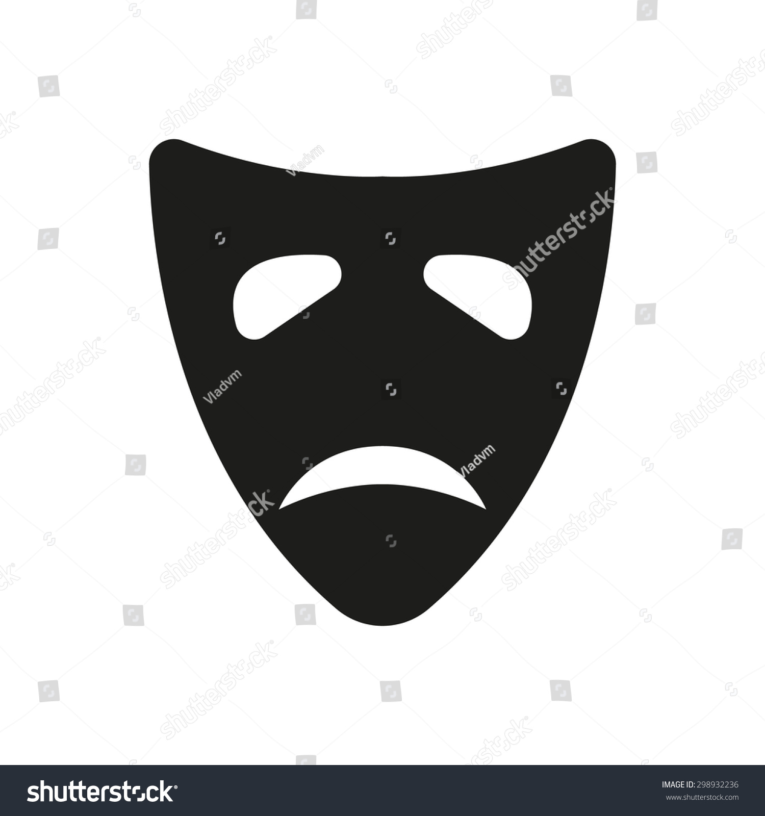 Sad Mask Icon Tragedy Theater Symbol Stock Vector (Royalty Free ...