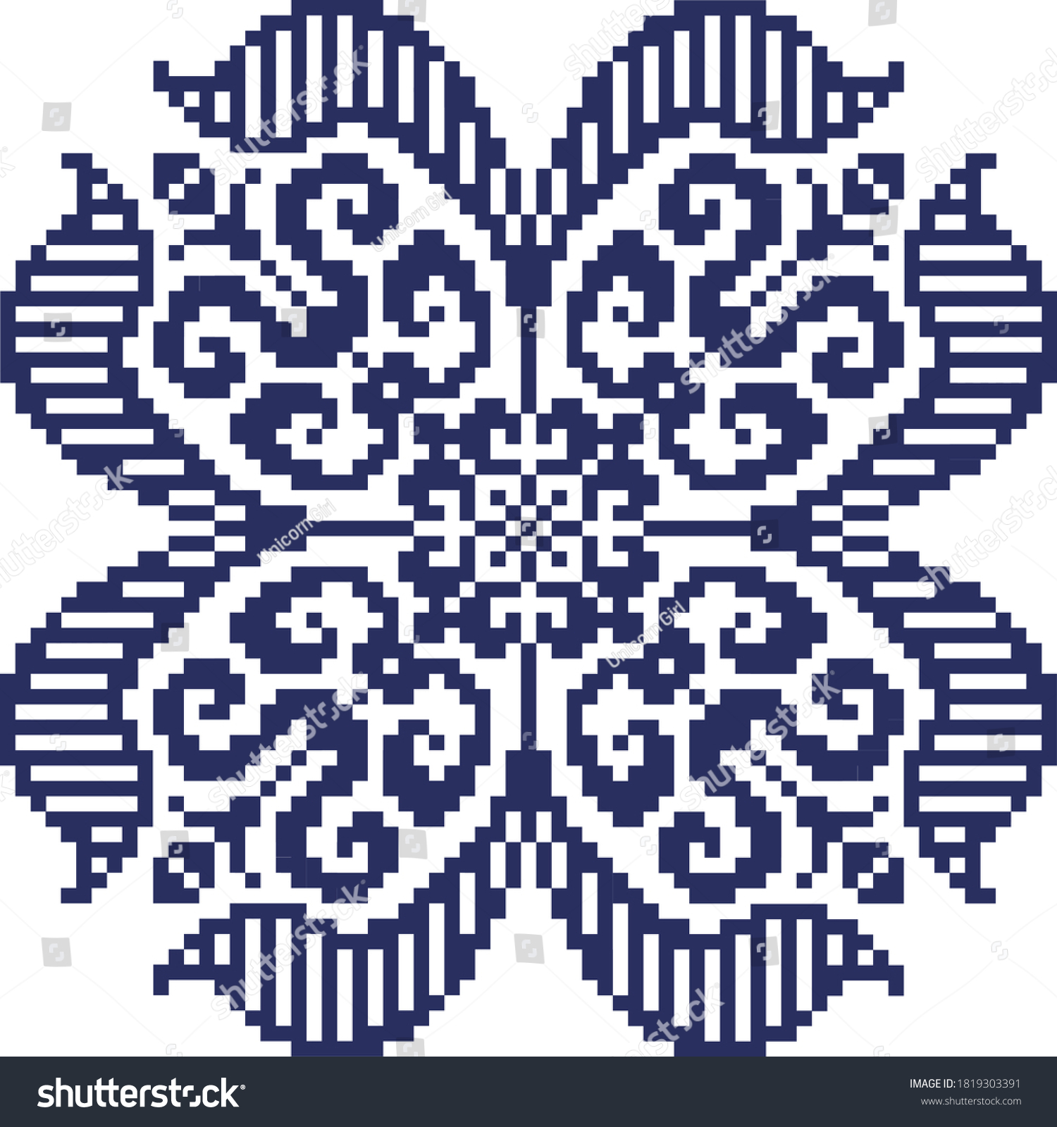 SVG of The scheme for cross-stitch flowers and leaves in blue svg