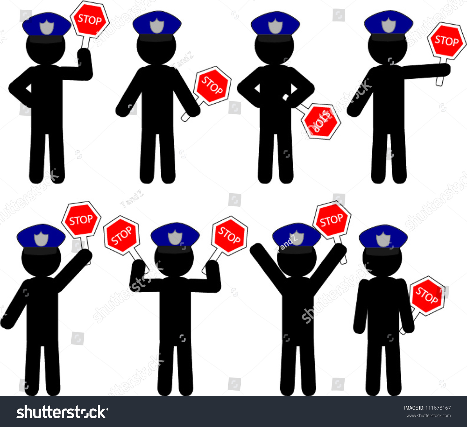 Set Black Policeman Icon Stock Vector 111678167 - Shutterstock