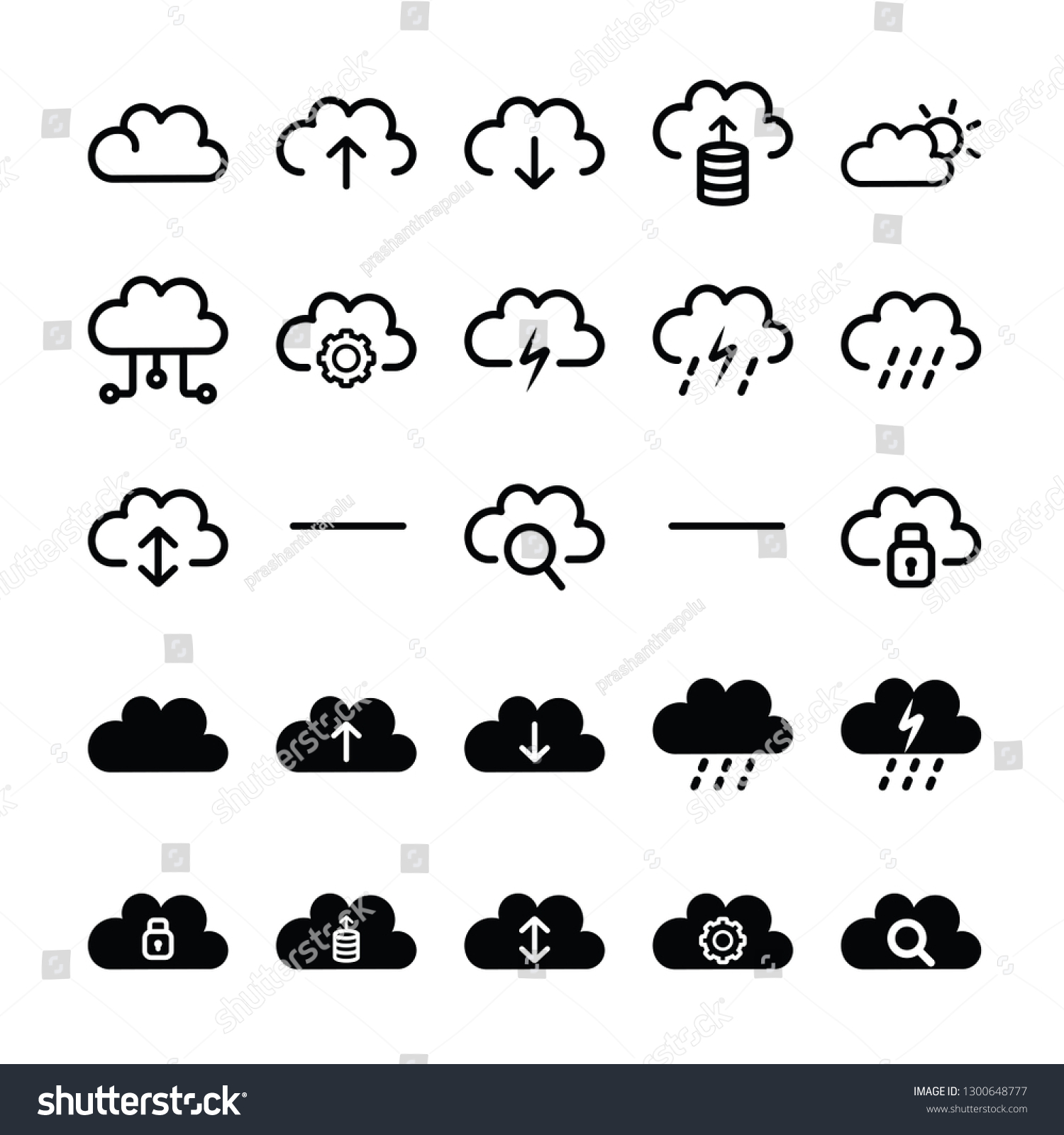 Set Cloud Icons Stock Vector (Royalty Free) 1300648777 | Shutterstock