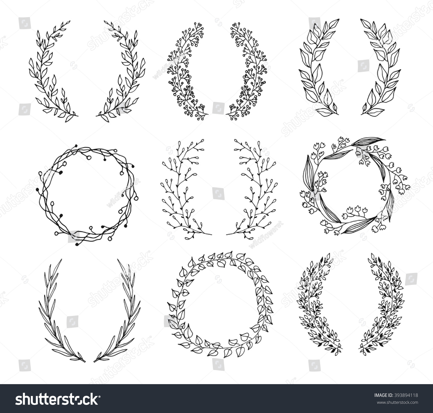 Set Hand Drawn Vector Circular Decorative Stock Vector (Royalty Free ...