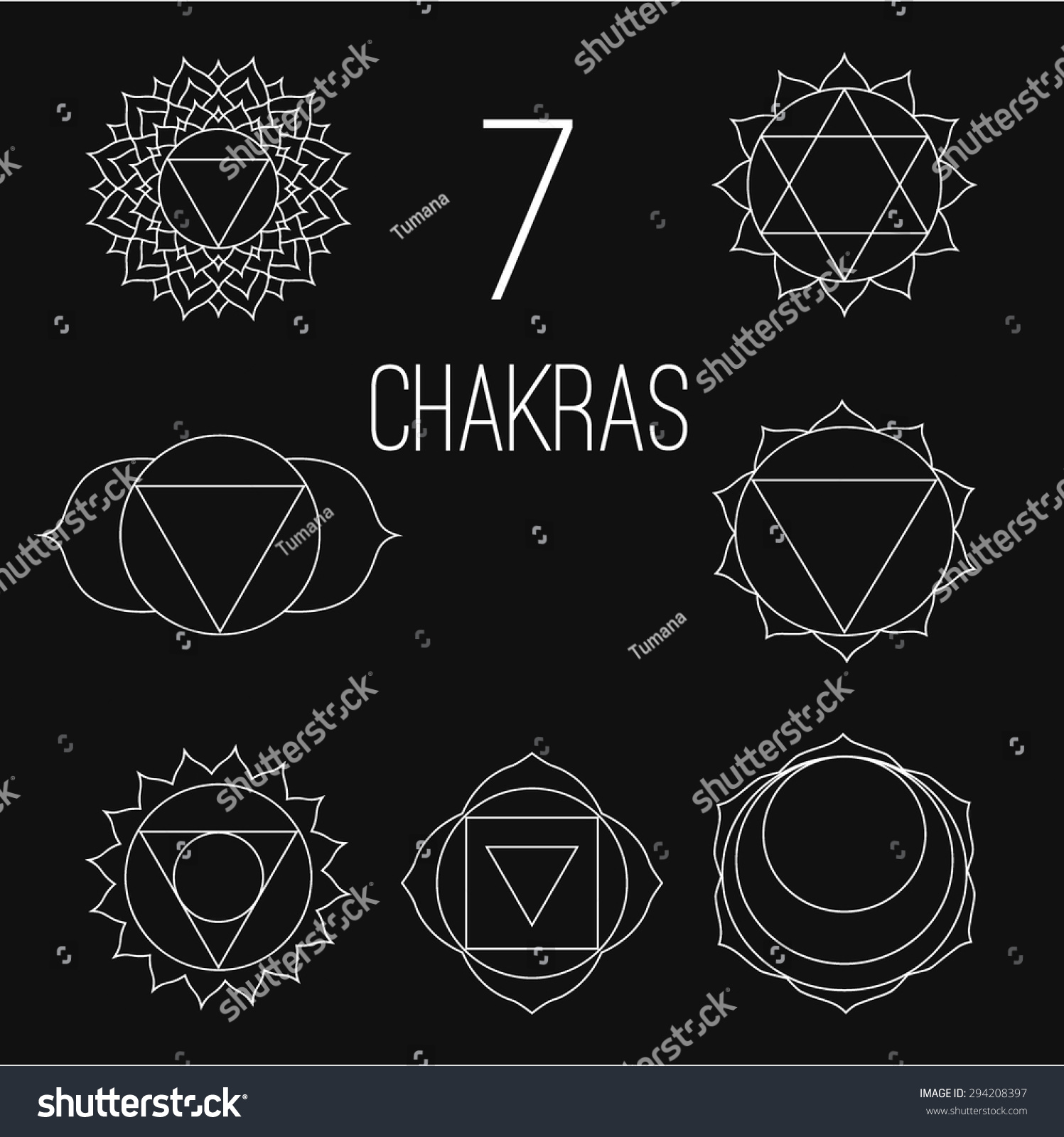 Seven Chakras Vector Set Style White Stock Vector (Royalty Free ...