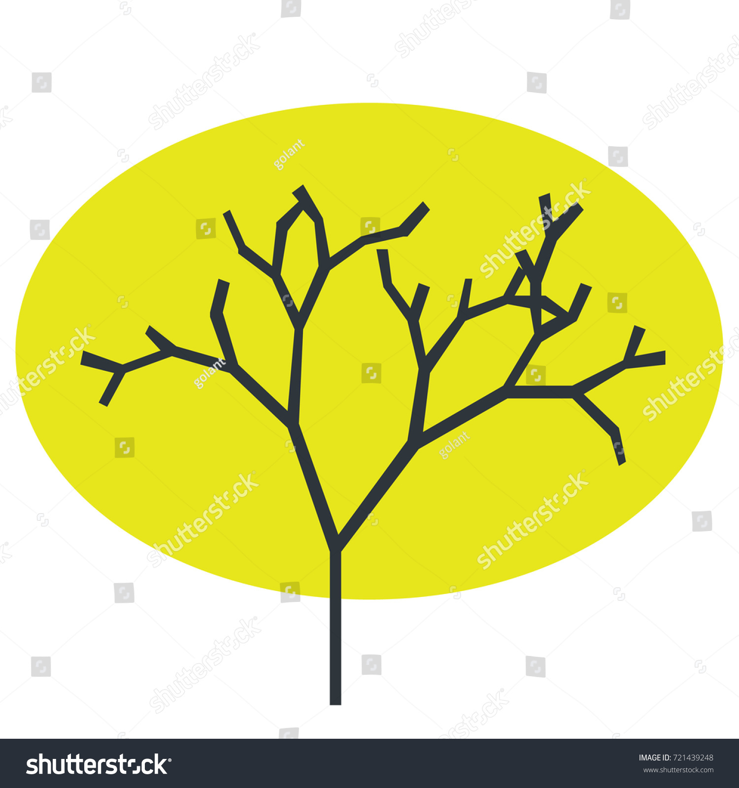 Silhouette Tree Trunk Branches Abstract Leaves Stock Vector (Royalty ...