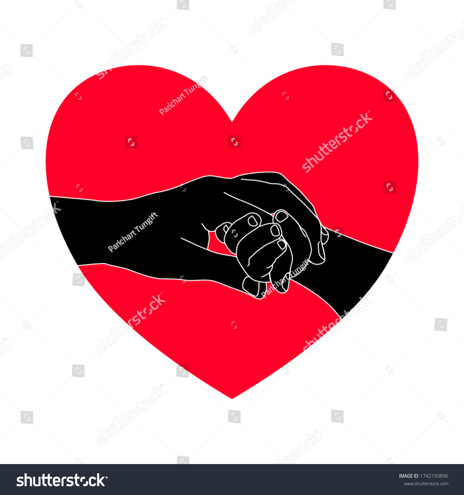 Silhouette Baby Hand Gentle Holding Finger Stock Vector (royalty Free 