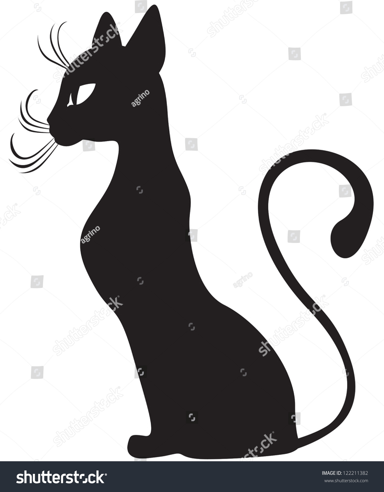 The Silhouette Of Black Graceful Cats In The Profile Stock Vector ...