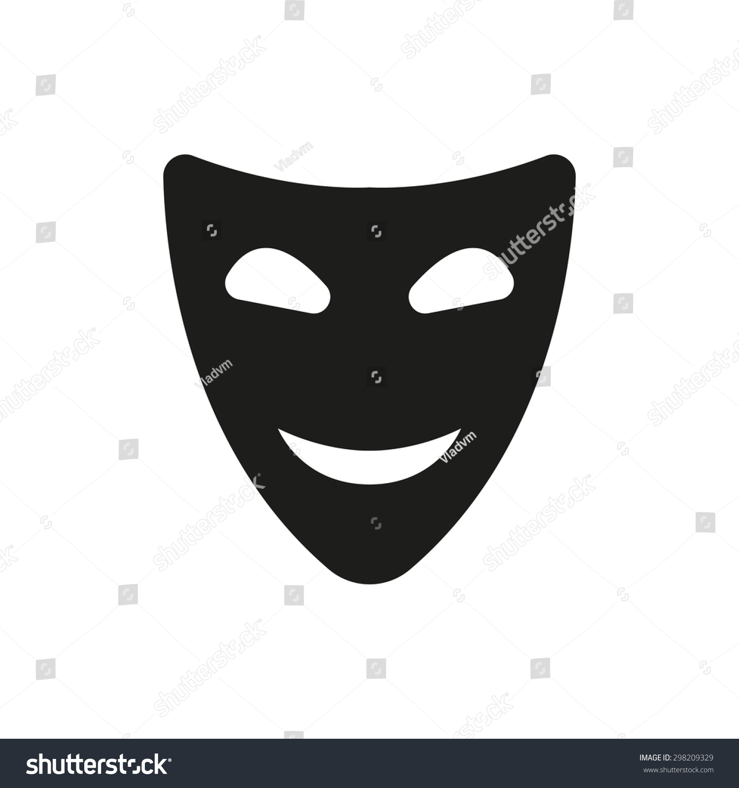 The Smiling Mask Icon. Comedy And Theater Symbol. Flat Vector ...