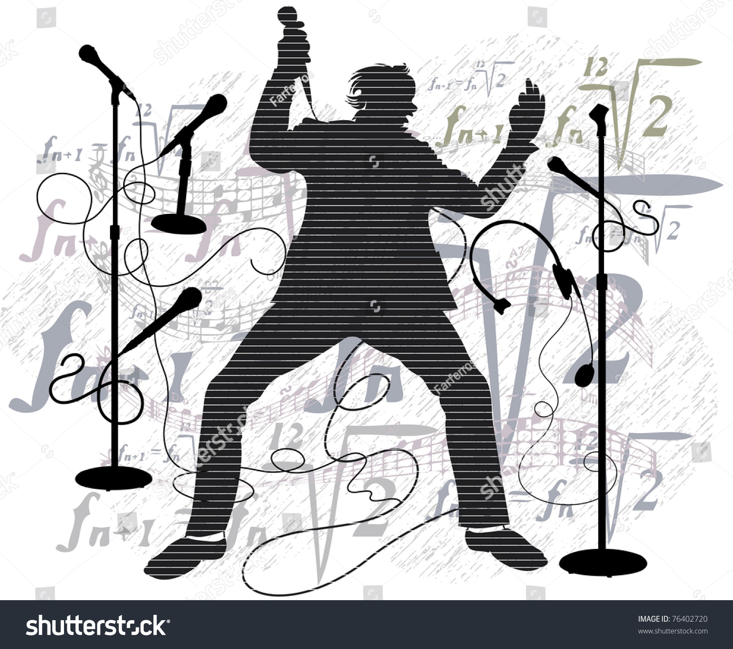 Soloist Rock Group Holds Microphone Hand Stock Vector Royalty Free