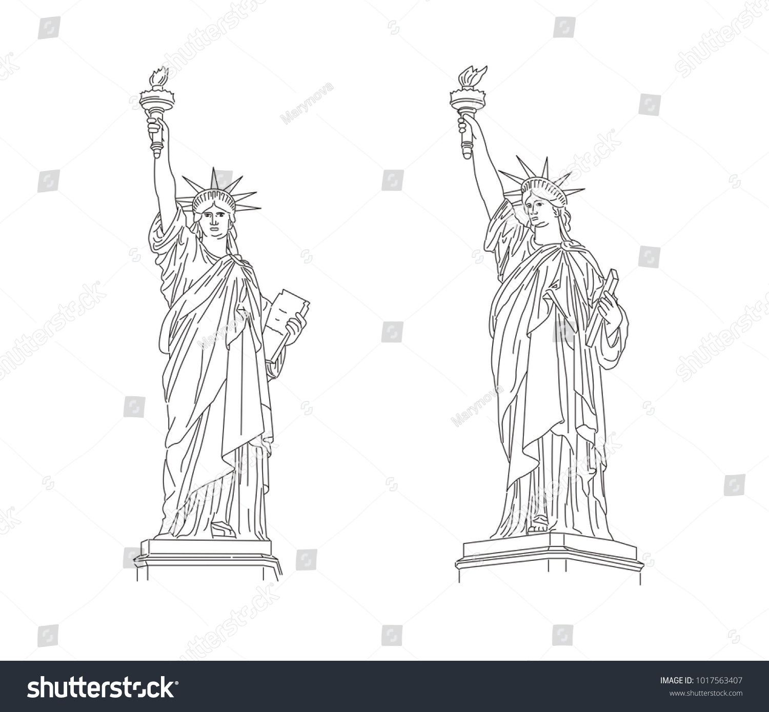 statue-liberty-outline-illustration-two-angles