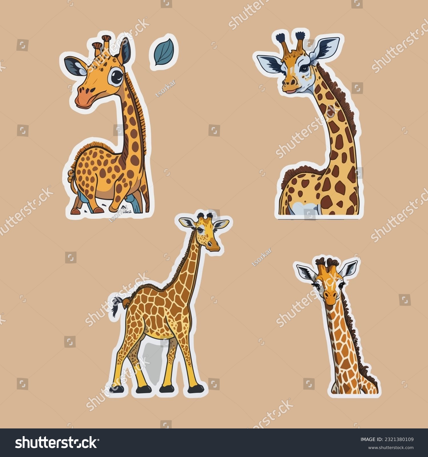 SVG of The sticker template of giraffe cartoon character svg