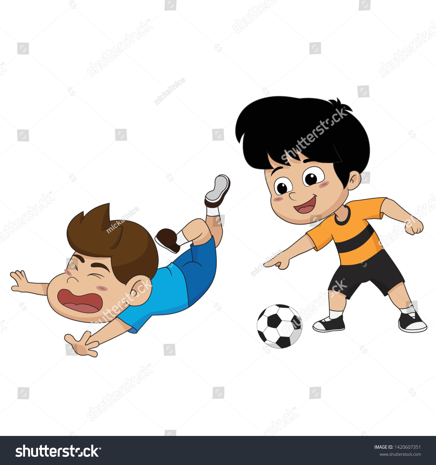サッカーの試合でのイベントの物語 子どもたちは 相手が負けた時に笑いました ベクター画像とイラスト のベクター画像素材 ロイヤリティフリー