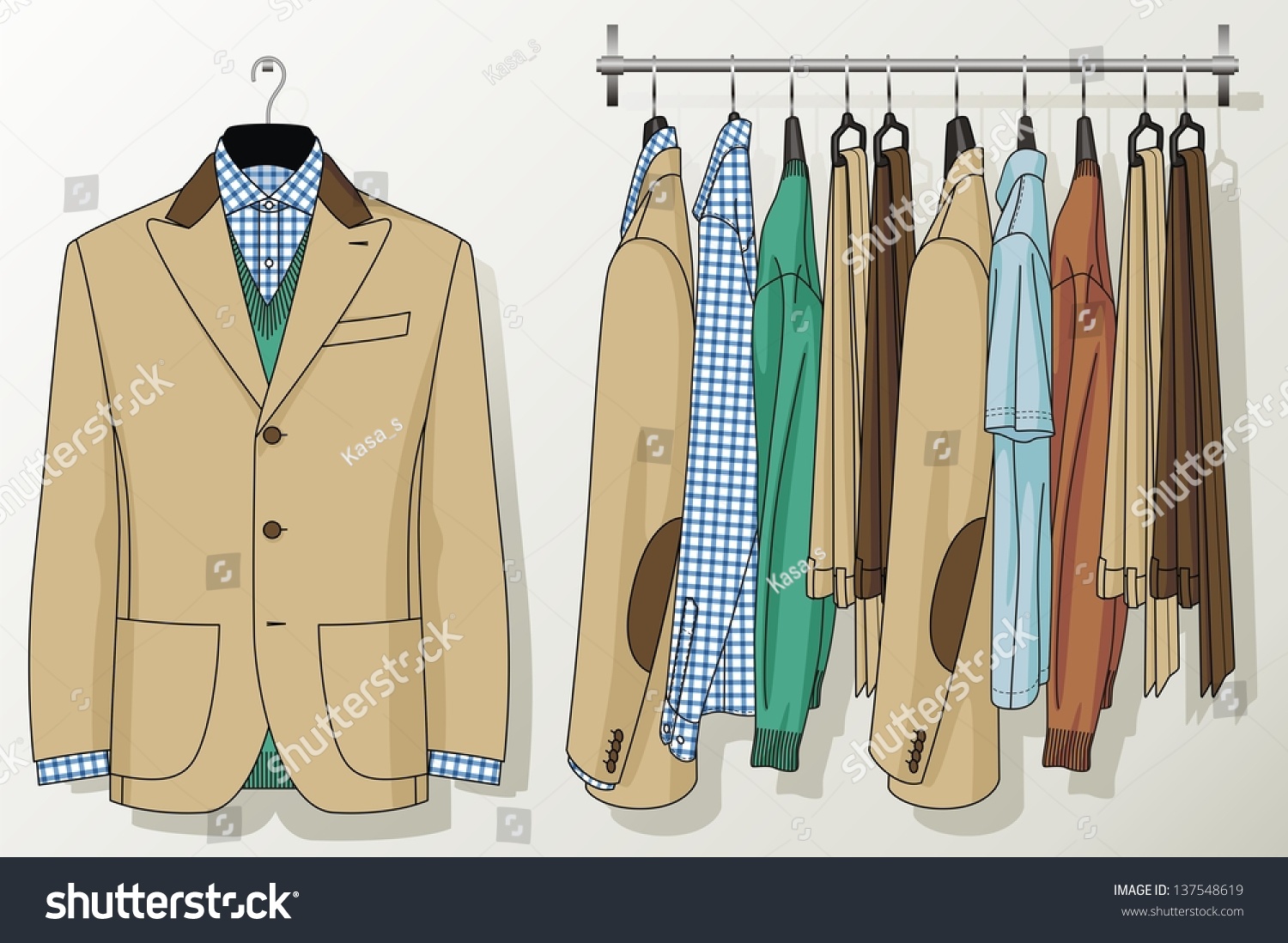 Suit Man Hangs On Hanger Stock Vector 137548619 - Shutterstock