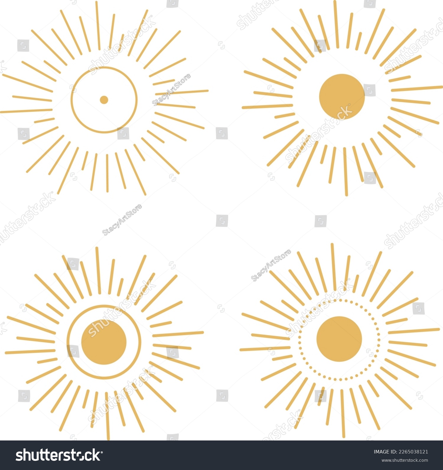 SVG of The Sun Golden Vector SVG Line ArtIllustration, Celestial designs, boho vector, bohemian print for shirt. Astrology, Mystical, Sacred Clipart. SVG Cricut File  svg